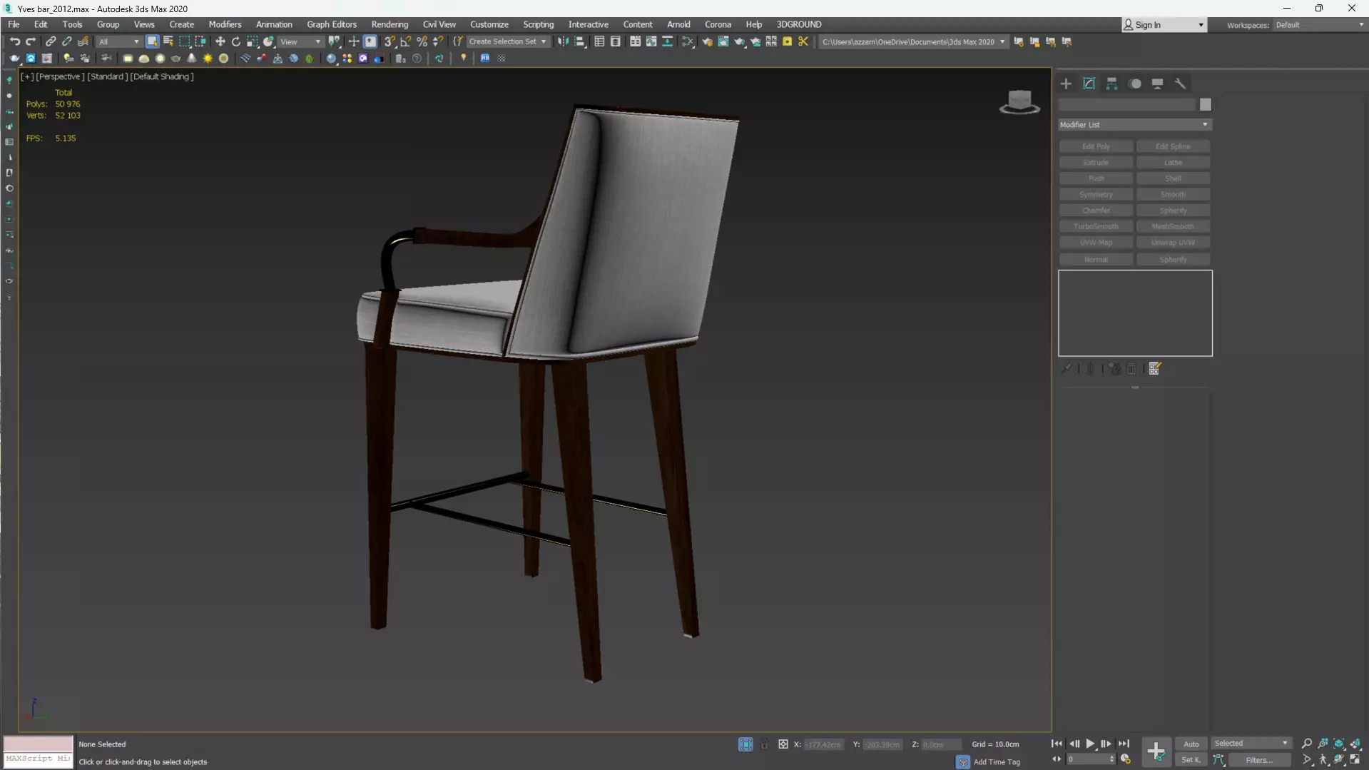 Yves Bar Stool Low-poly 3D model_11