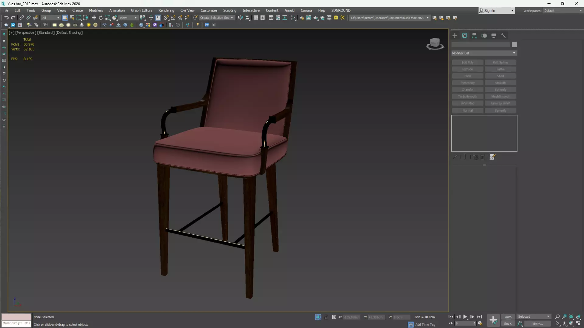 Yves Bar Stool Low-poly 3D model_8