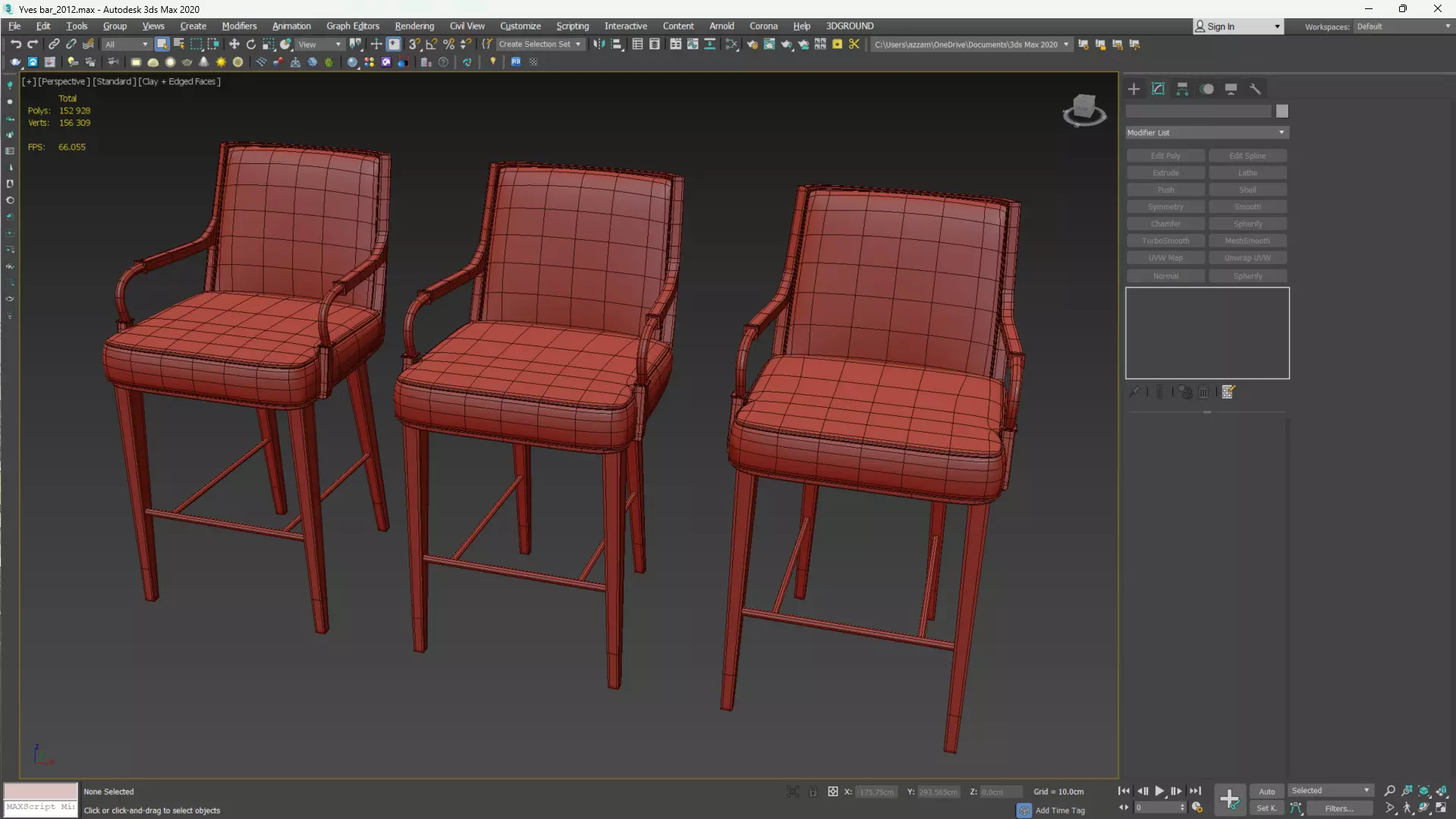 Yves Bar Stool Low-poly 3D model_6