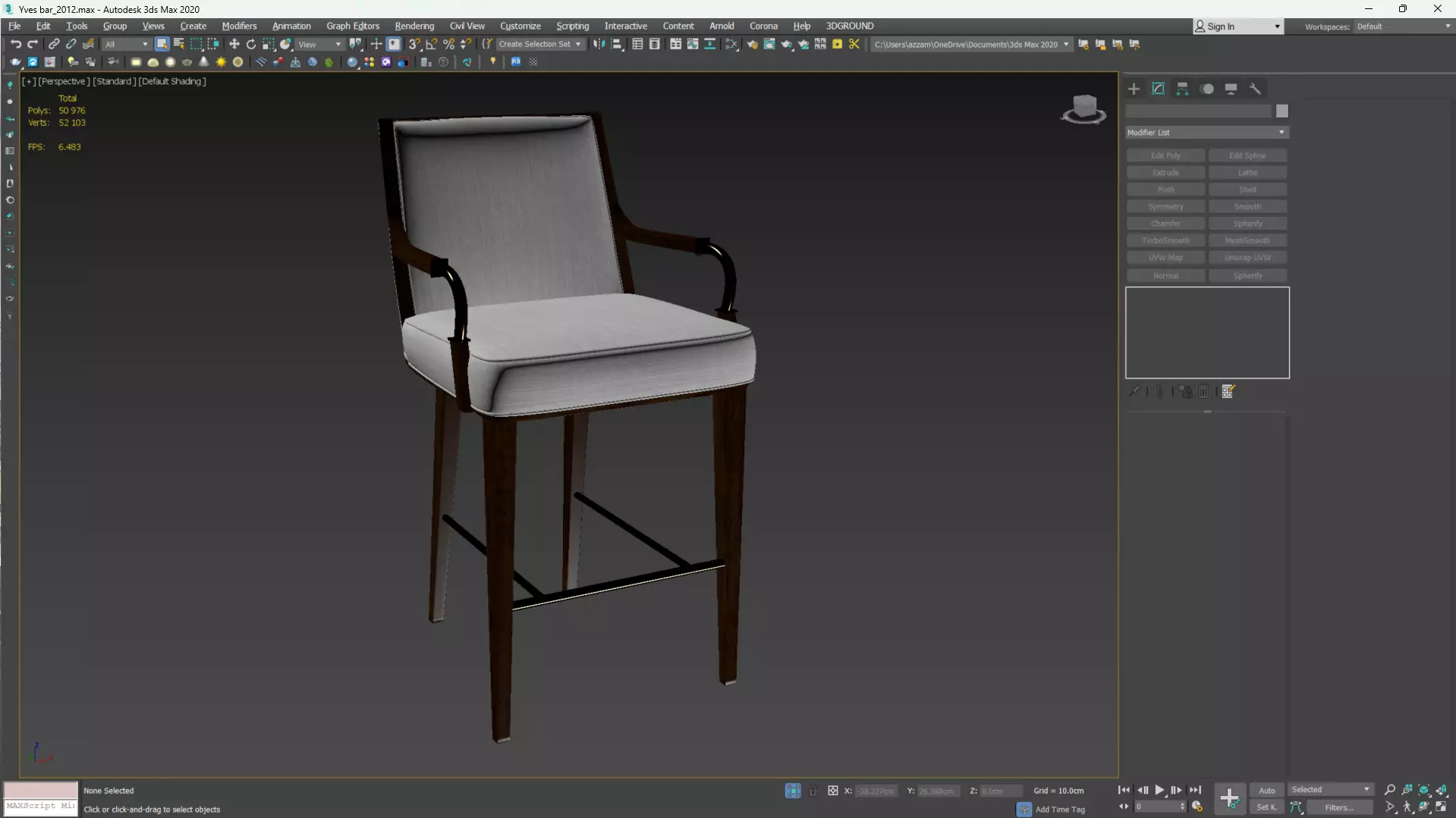 Yves Bar Stool Low-poly 3D model_10