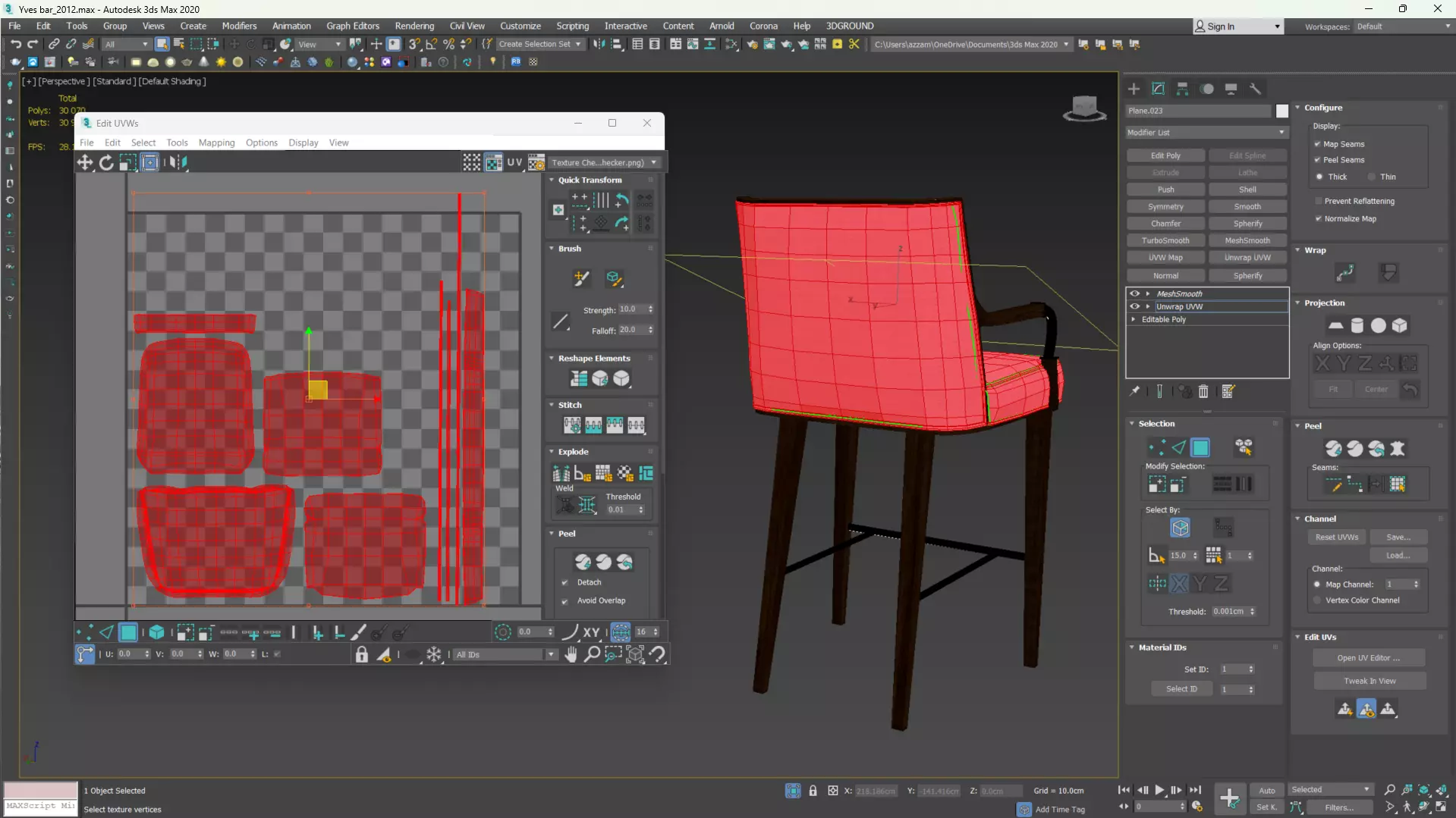 Yves Bar Stool Low-poly 3D model_15