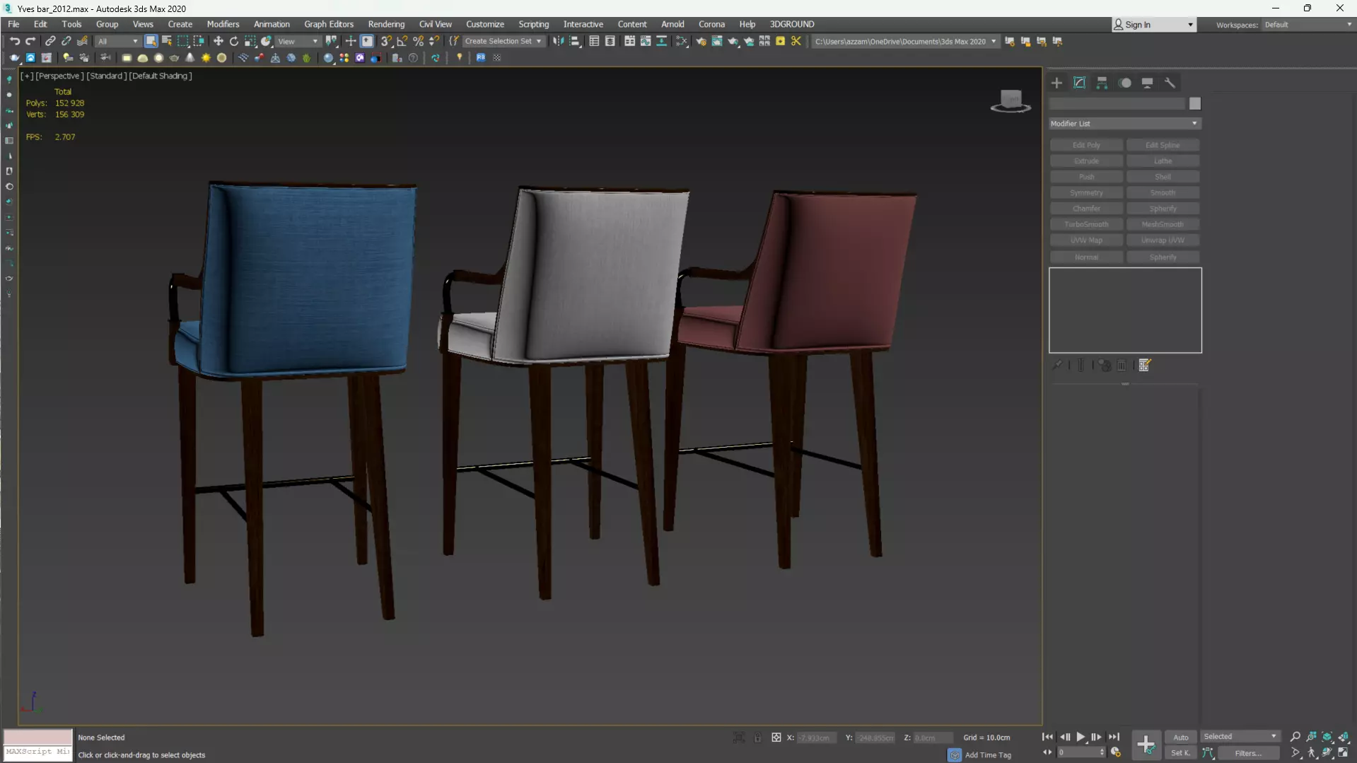Yves Bar Stool Low-poly 3D model_5