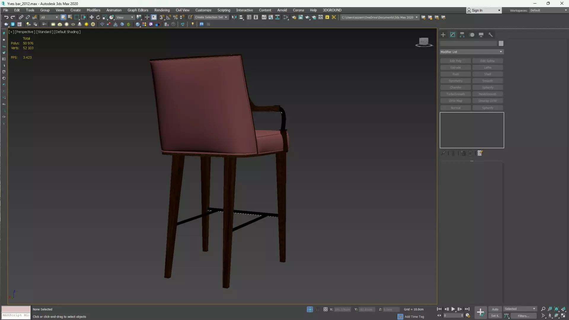 Yves Bar Stool Low-poly 3D model_9