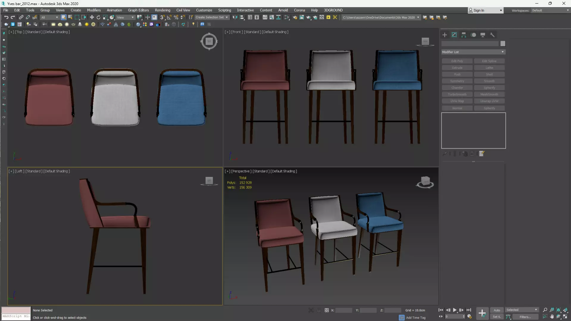 Yves Bar Stool Low-poly 3D model_3