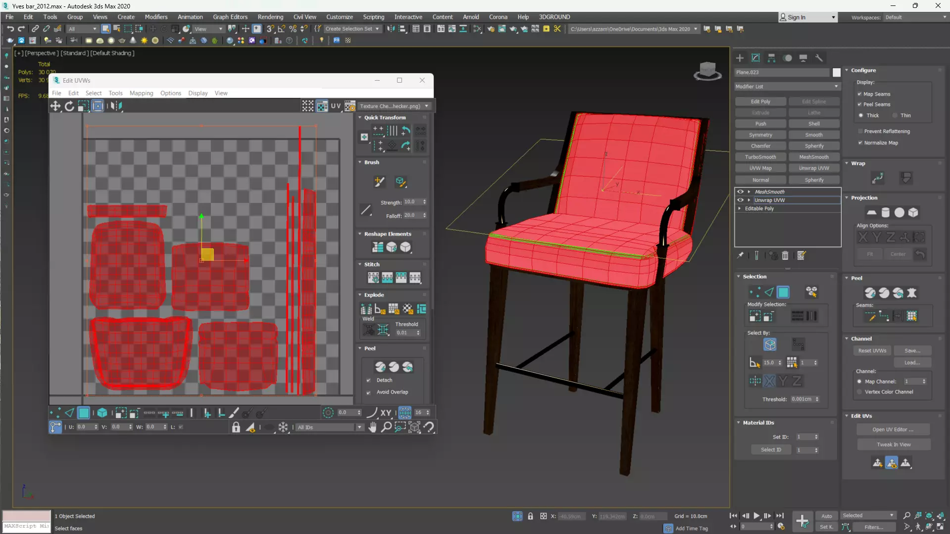 Yves Bar Stool Low-poly 3D model_14