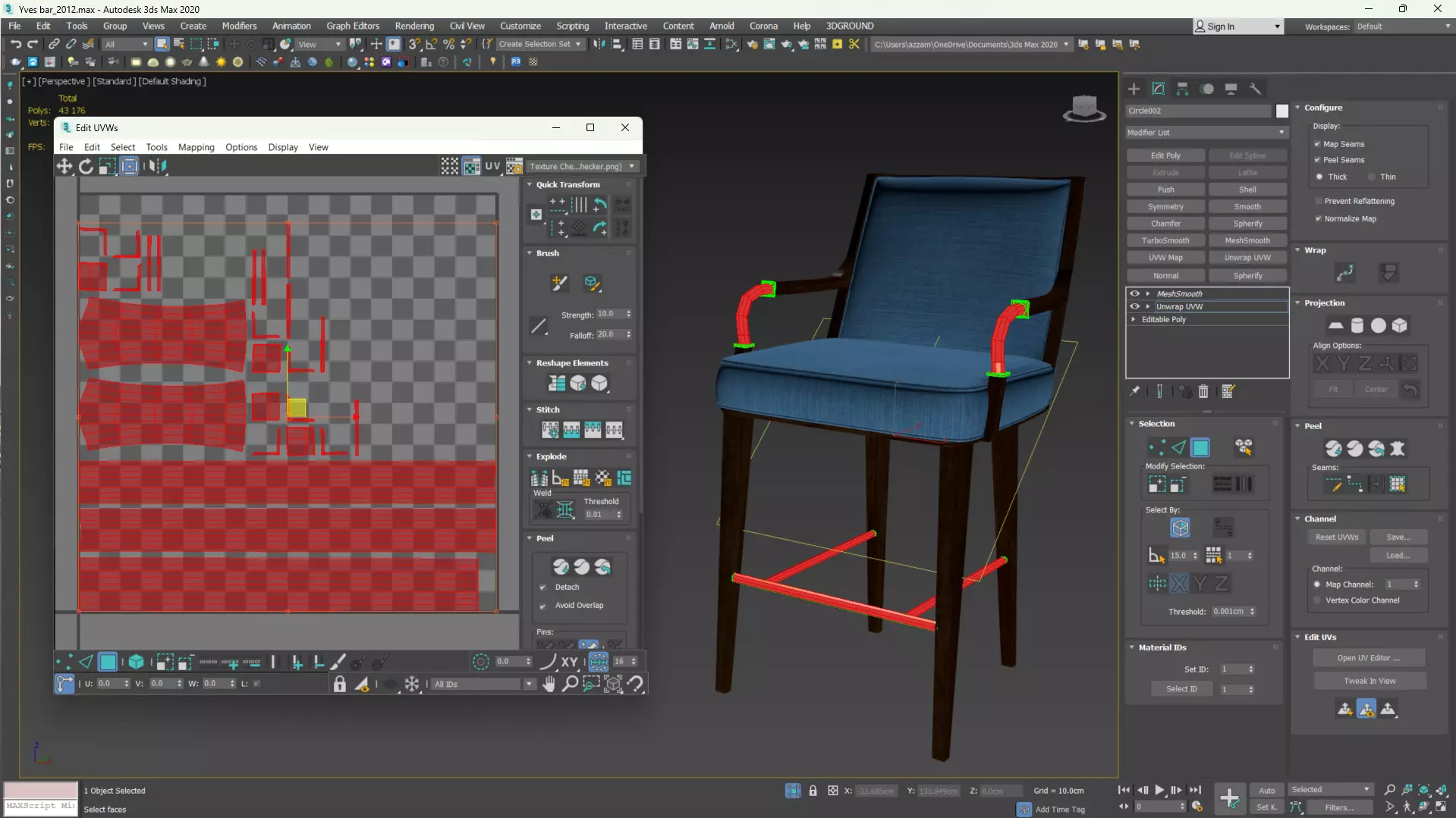 Yves Bar Stool Low-poly 3D model_18