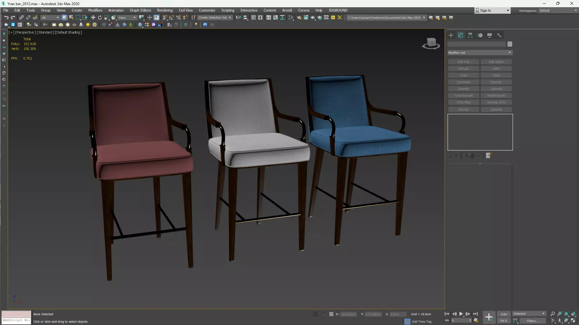 Yves Bar Stool Low-poly 3D model_4