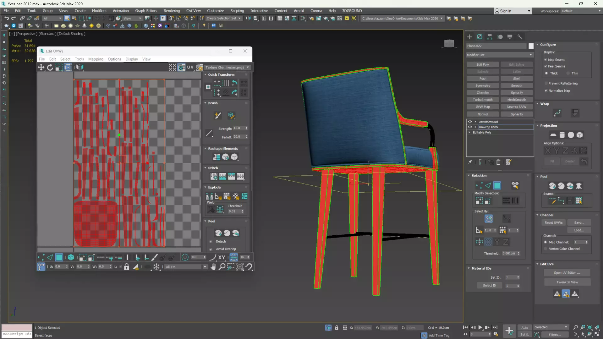 Yves Bar Stool Low-poly 3D model_17