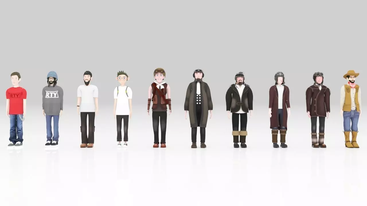 Character  pack Man 02  Rigged  Low-poly 3D model_1