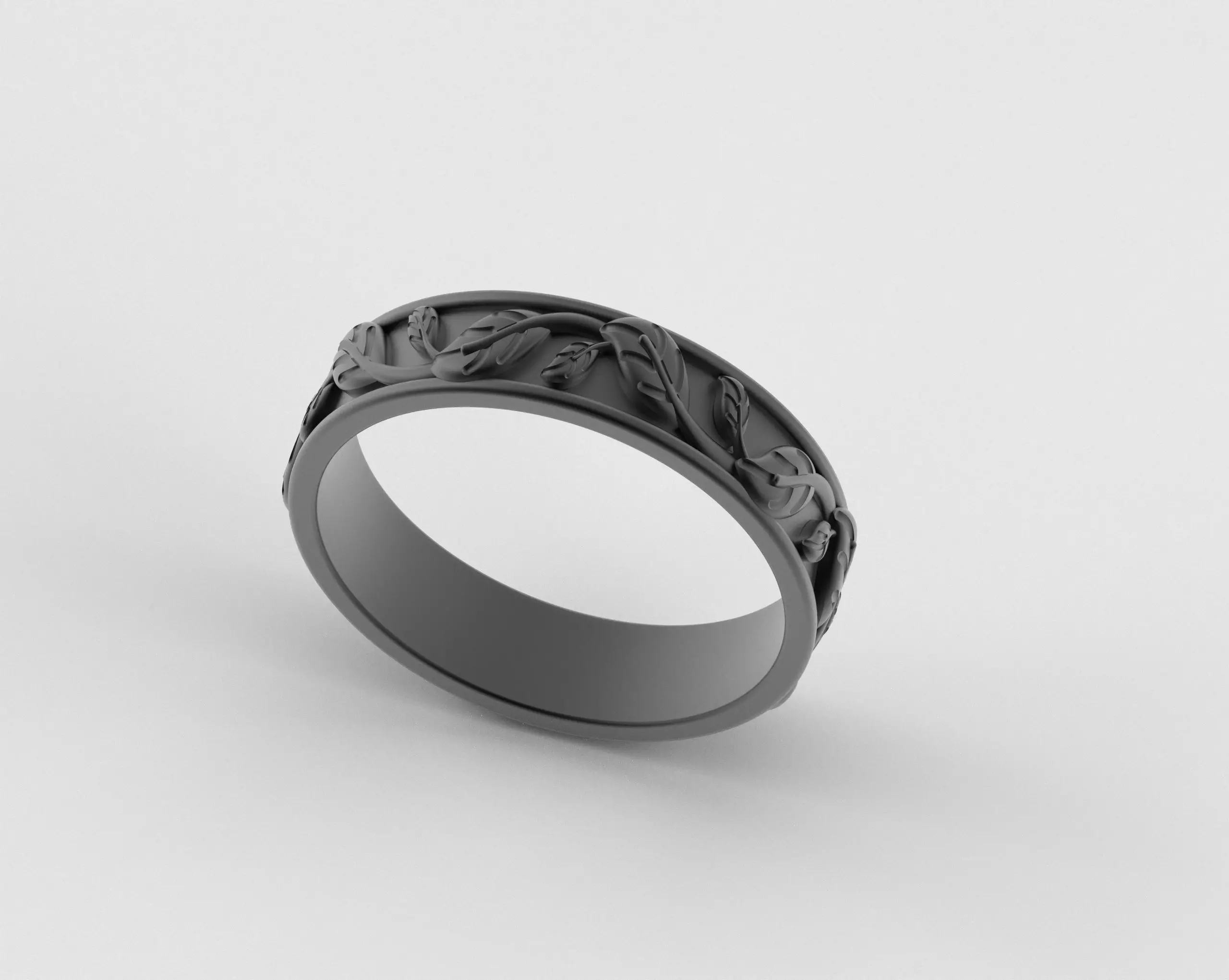Leaf Carving Ring 3D print model_8