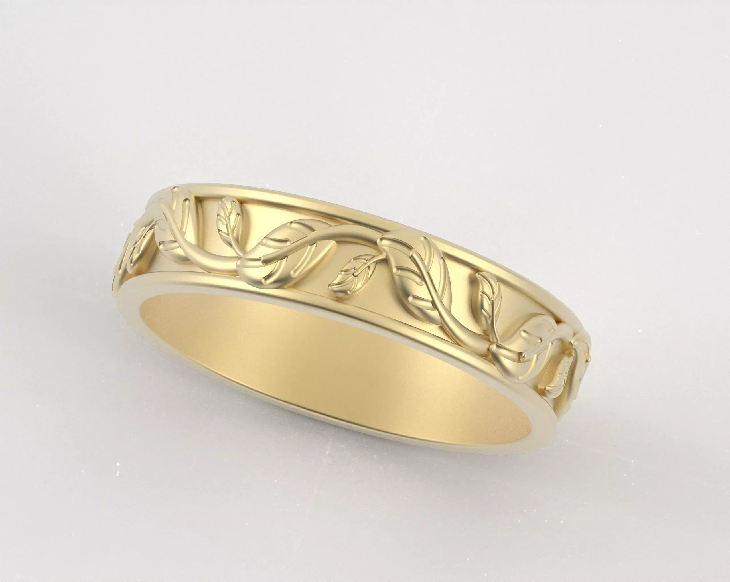 Leaf Carving Ring 3D print model_23