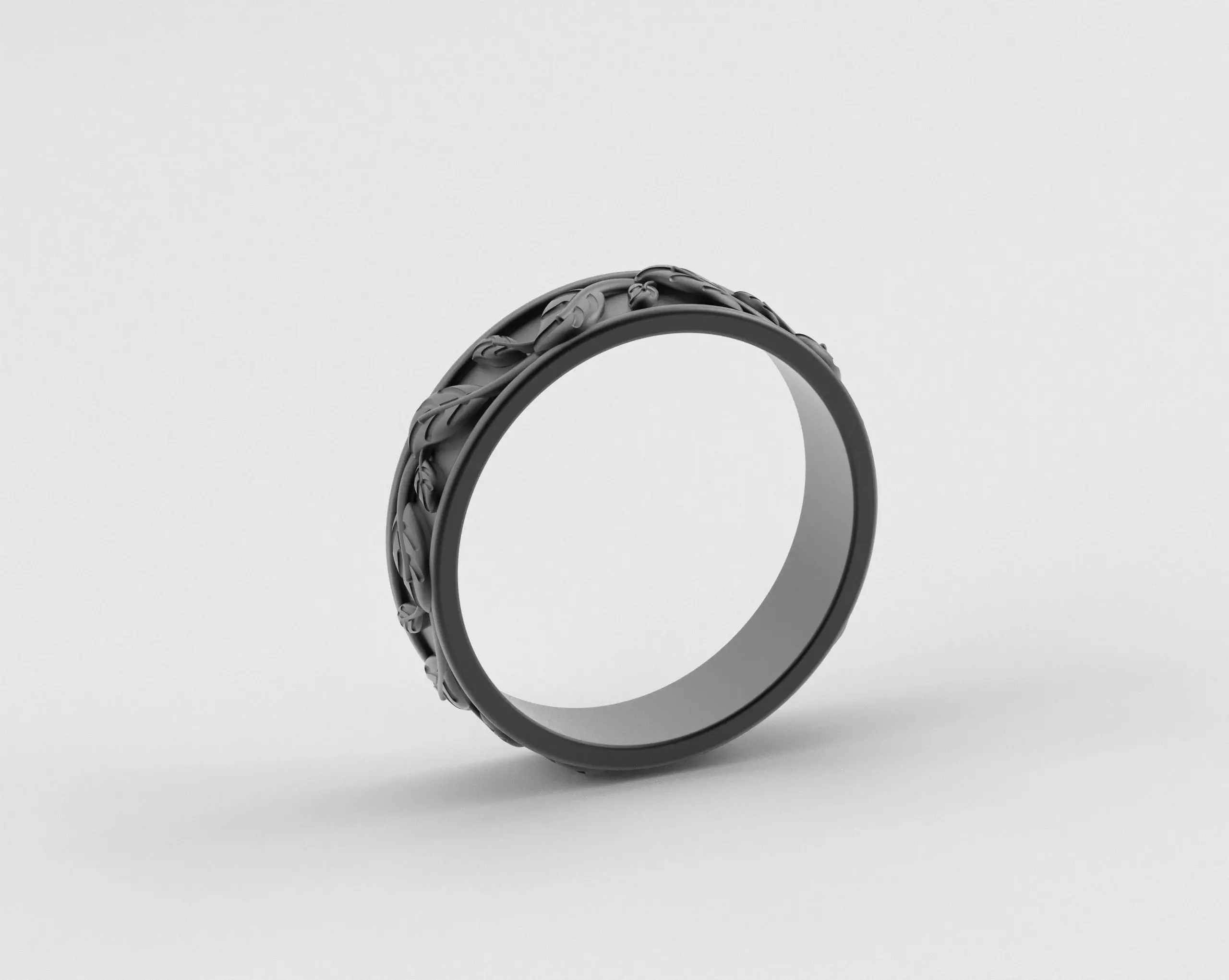 Leaf Carving Ring 3D print model_3
