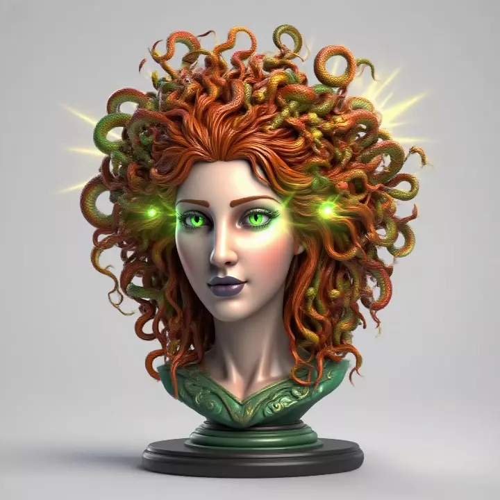 2162  Medusa Gorgon Head 3D Model  magic 3D print model_31