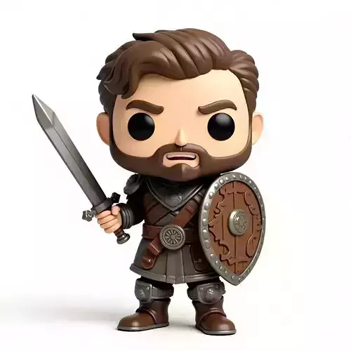 Chibi Knight with Round Shield and Sword 3D Model