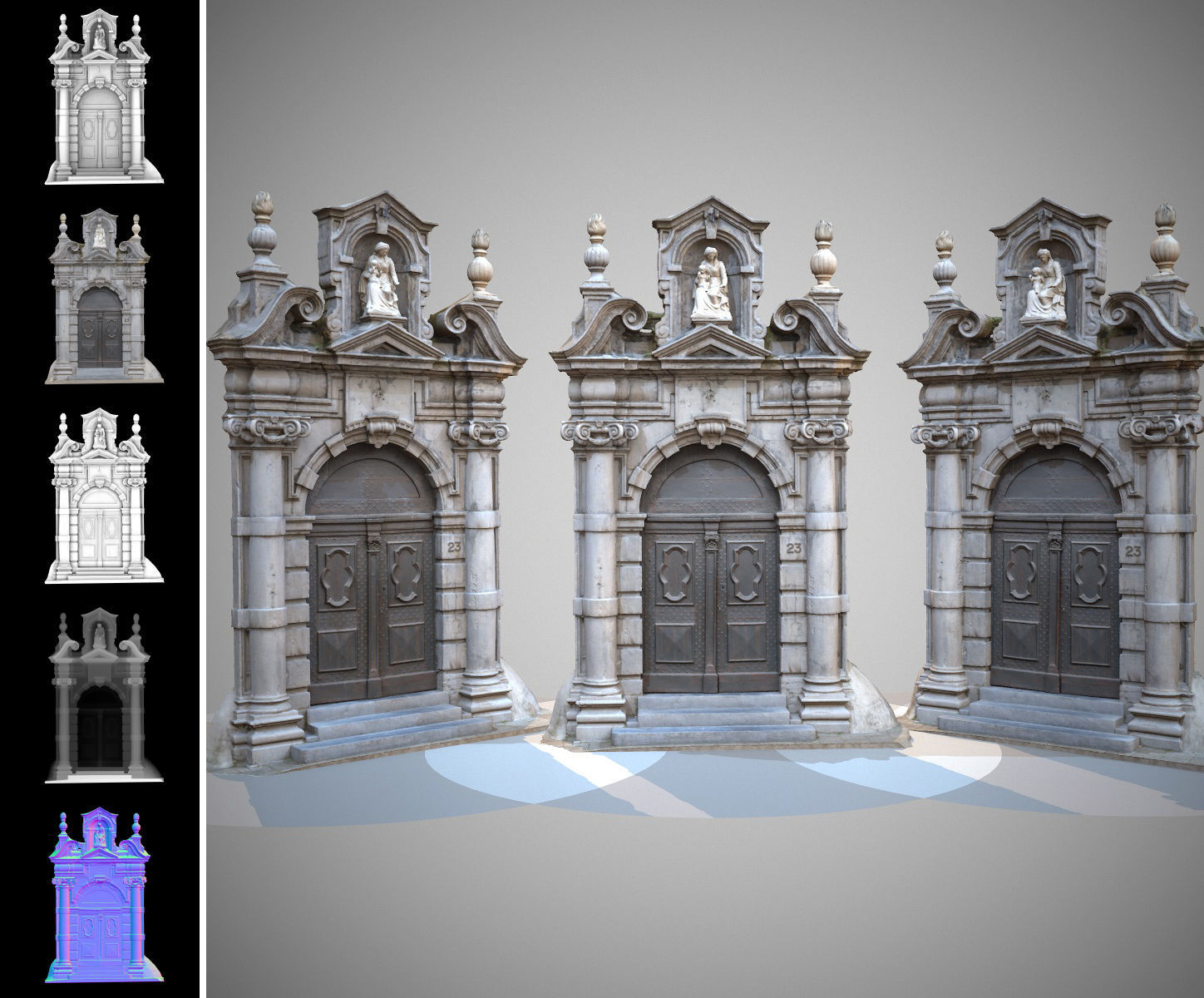 Architectural Entrance Door 3D model_4