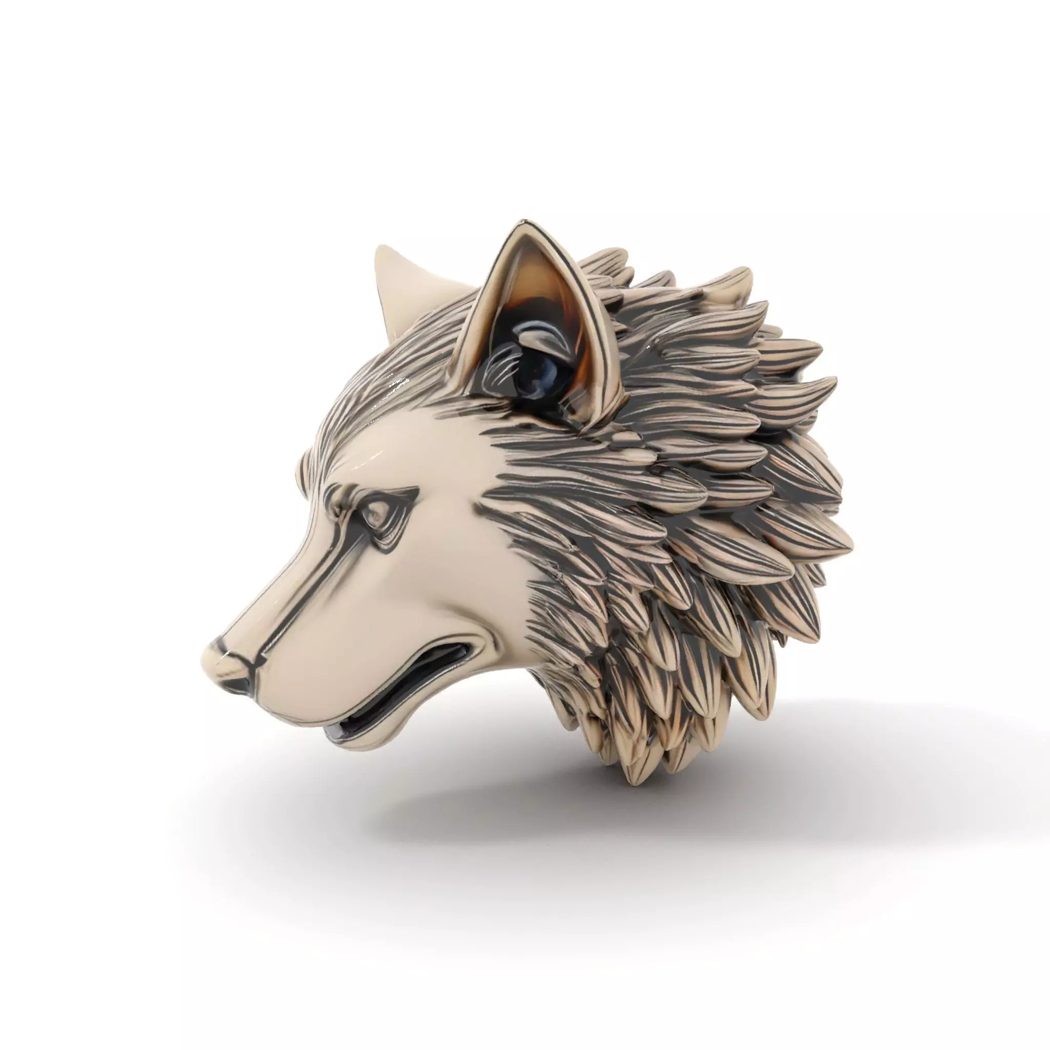 Majestic Wolf Head Bronze model pack Low-poly 3D model_0