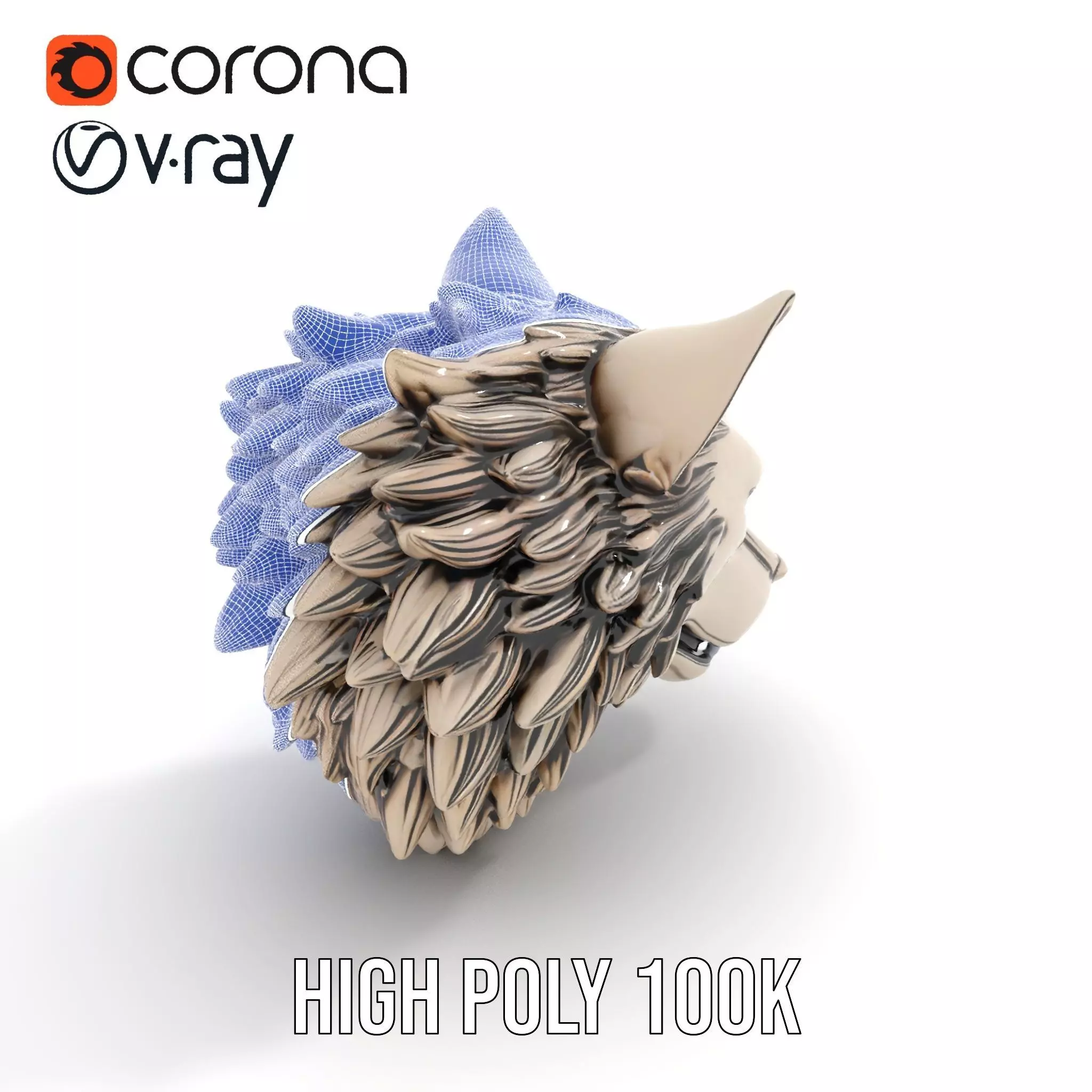 Majestic Wolf Head Bronze model pack Low-poly 3D model_28