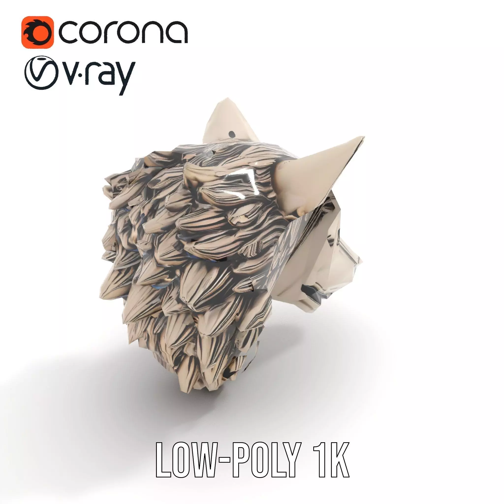 Majestic Wolf Head Bronze model pack Low-poly 3D model_20