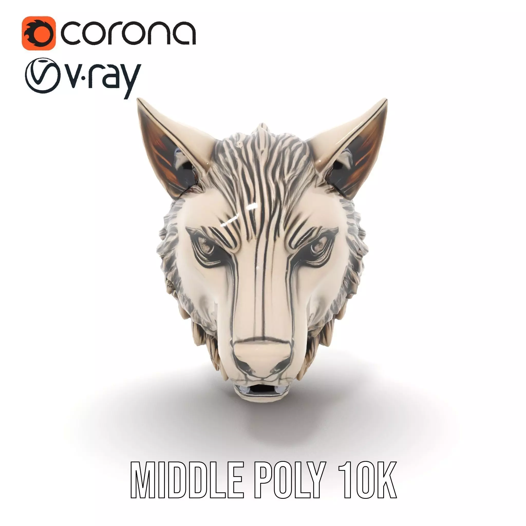 Majestic Wolf Head Bronze model pack Low-poly 3D model_10