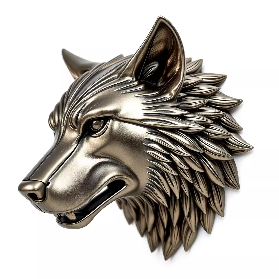 Majestic Wolf Head Bronze model pack Low-poly 3D model_2