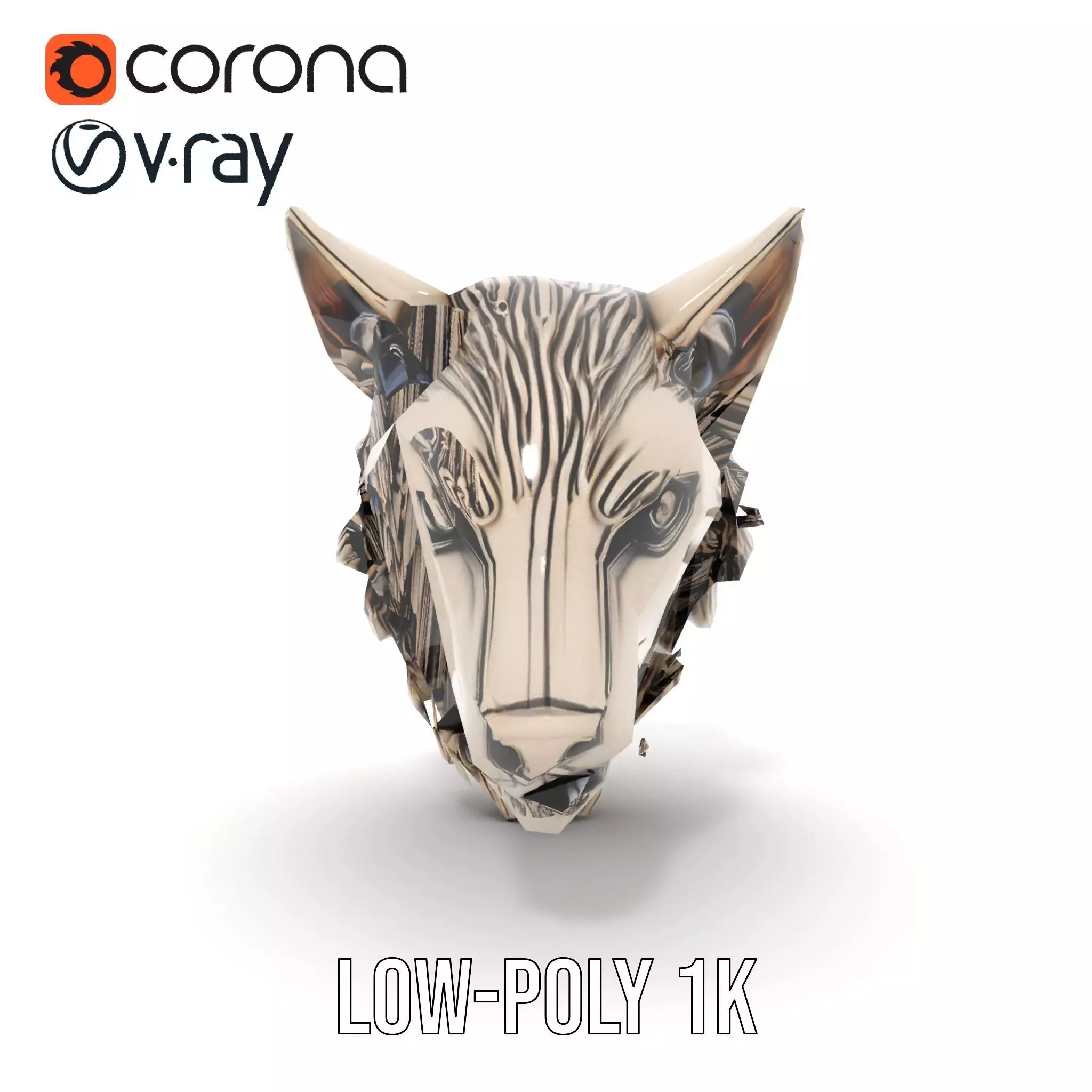 Majestic Wolf Head Bronze model pack Low-poly 3D model_11