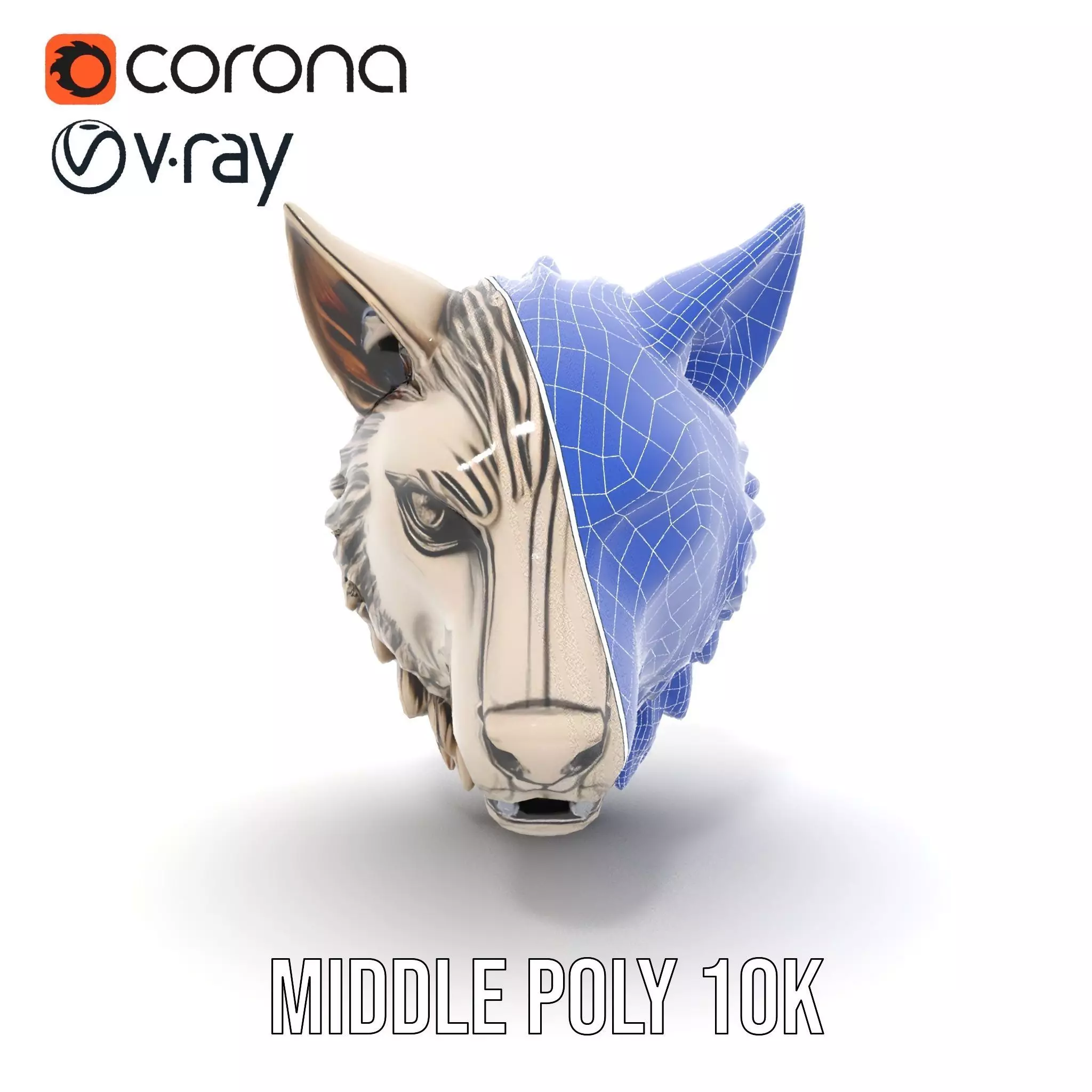Majestic Wolf Head Bronze model pack Low-poly 3D model_19