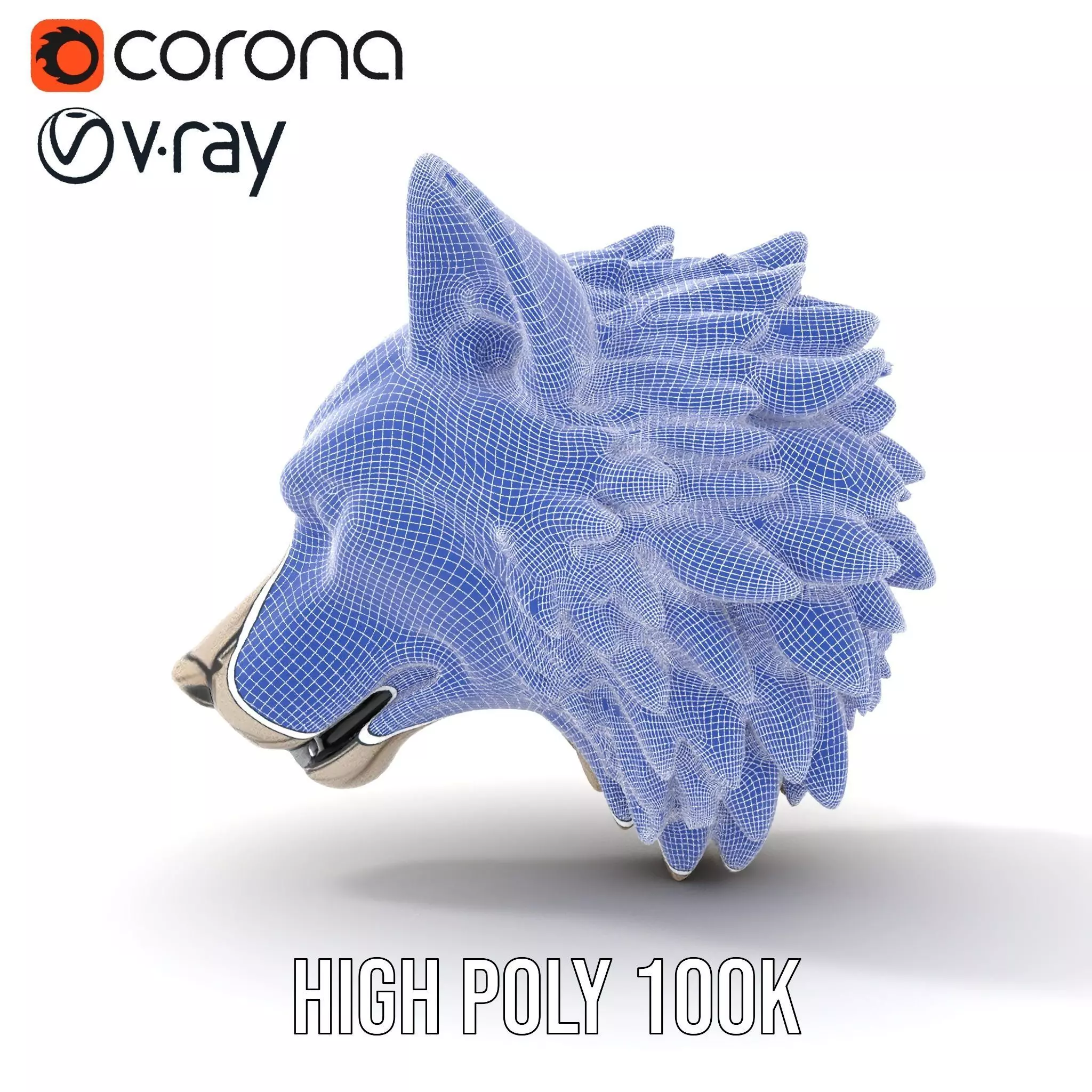 Majestic Wolf Head Bronze model pack Low-poly 3D model_33