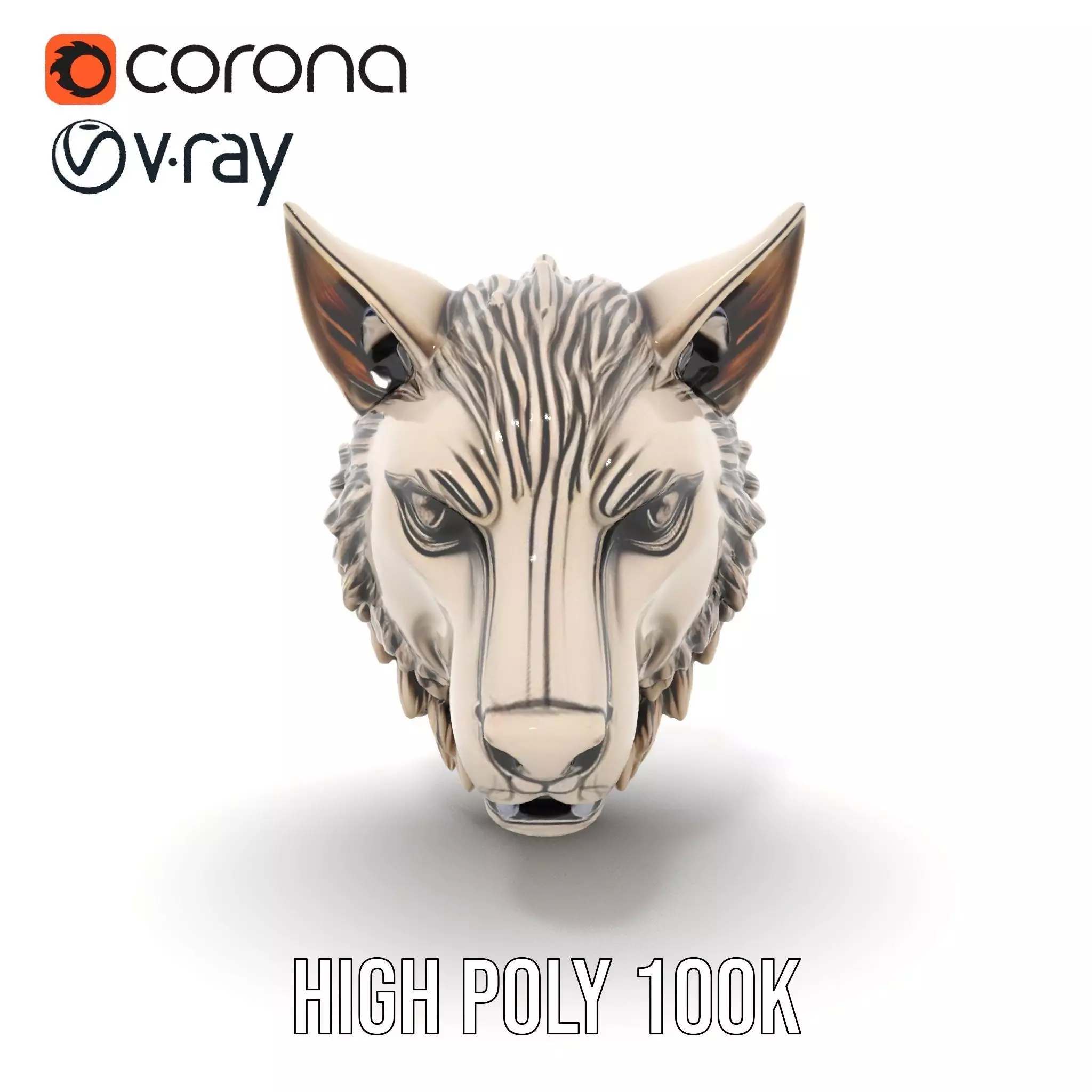 Majestic Wolf Head Bronze model pack Low-poly 3D model_32