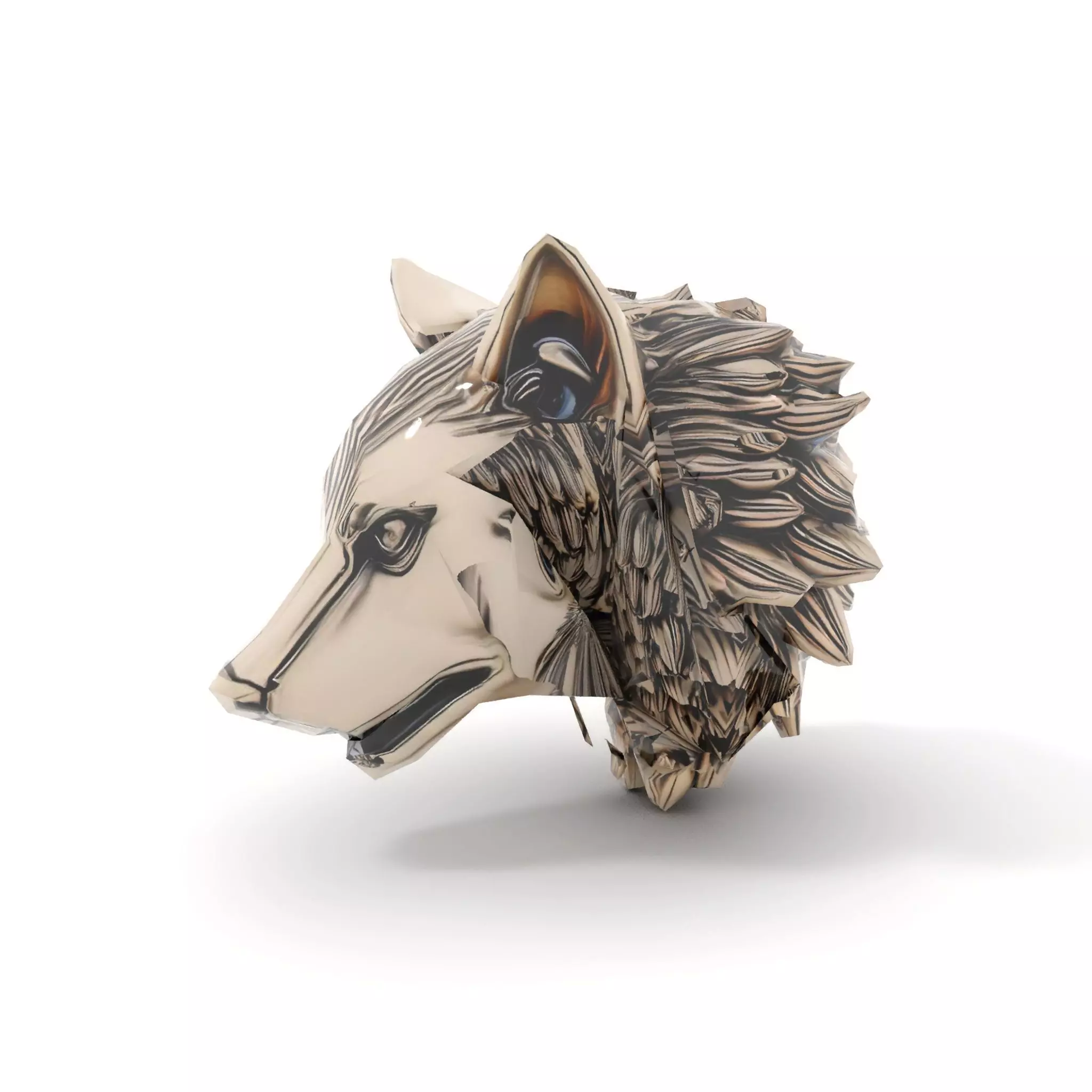 Majestic Wolf Head Bronze model pack Low-poly 3D model_7
