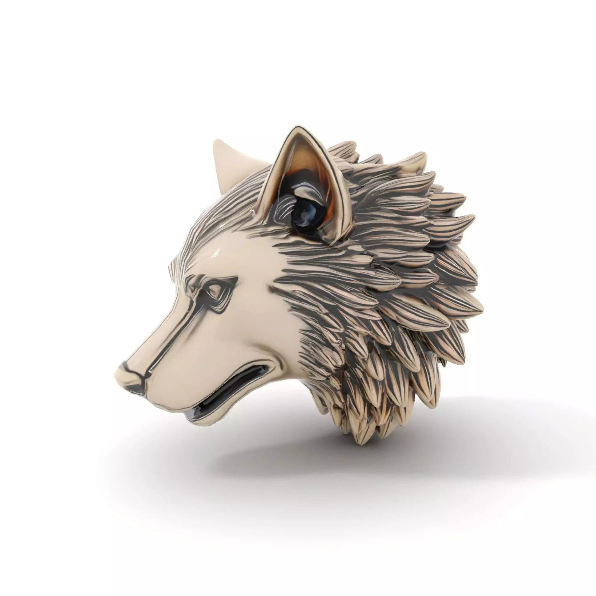 Majestic Wolf Head Bronze model pack Low-poly 3D model_6