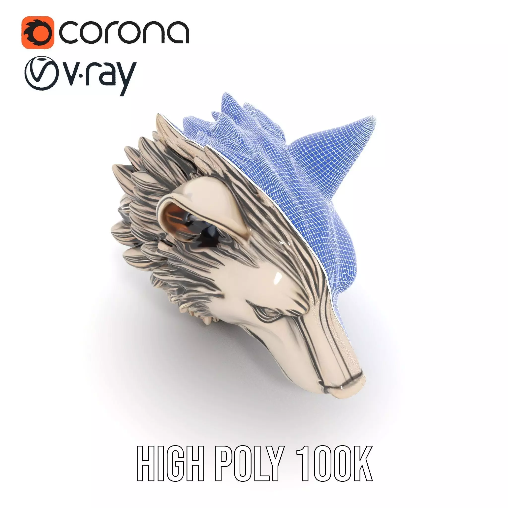 Majestic Wolf Head Bronze model pack Low-poly 3D model_25