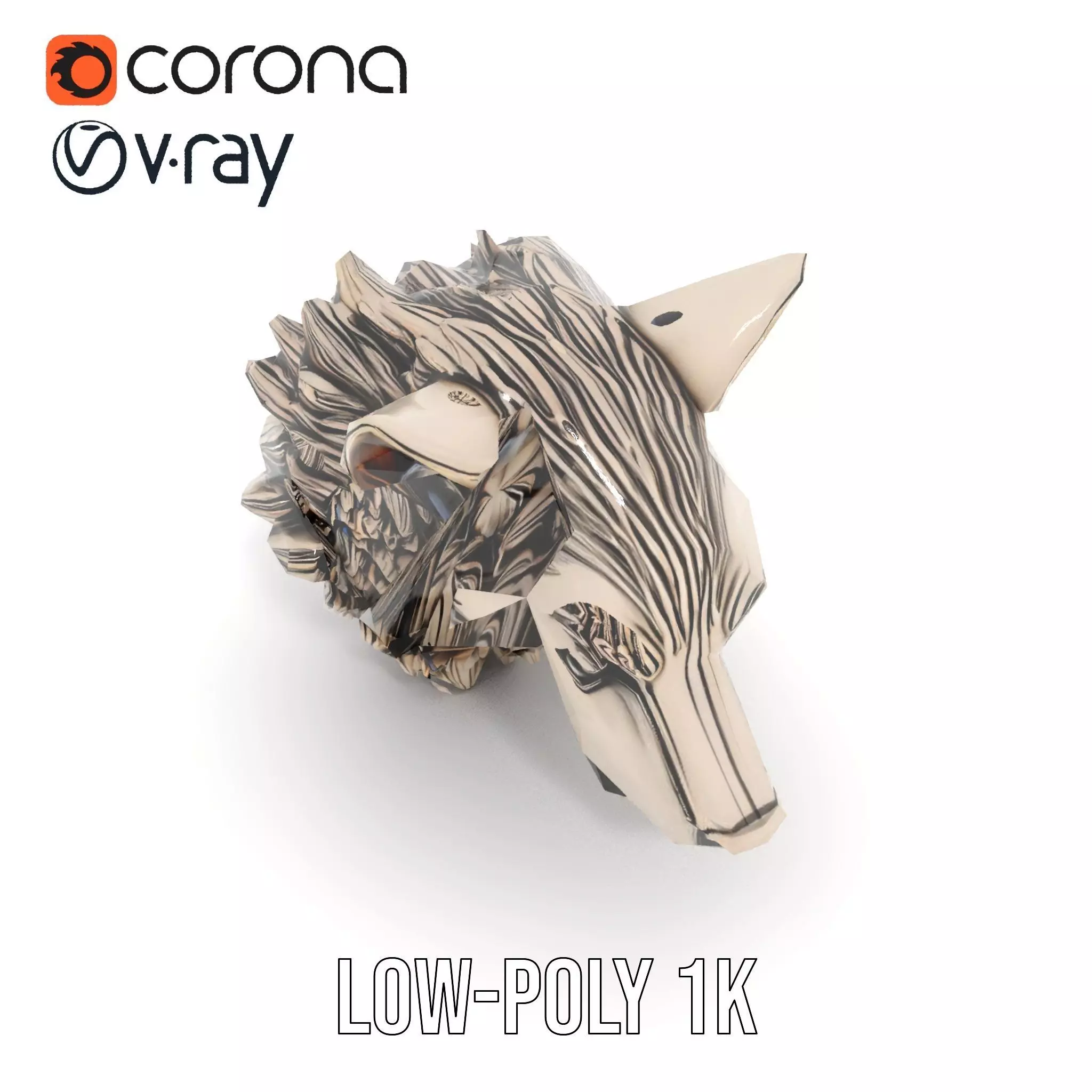 Majestic Wolf Head Bronze model pack Low-poly 3D model_22