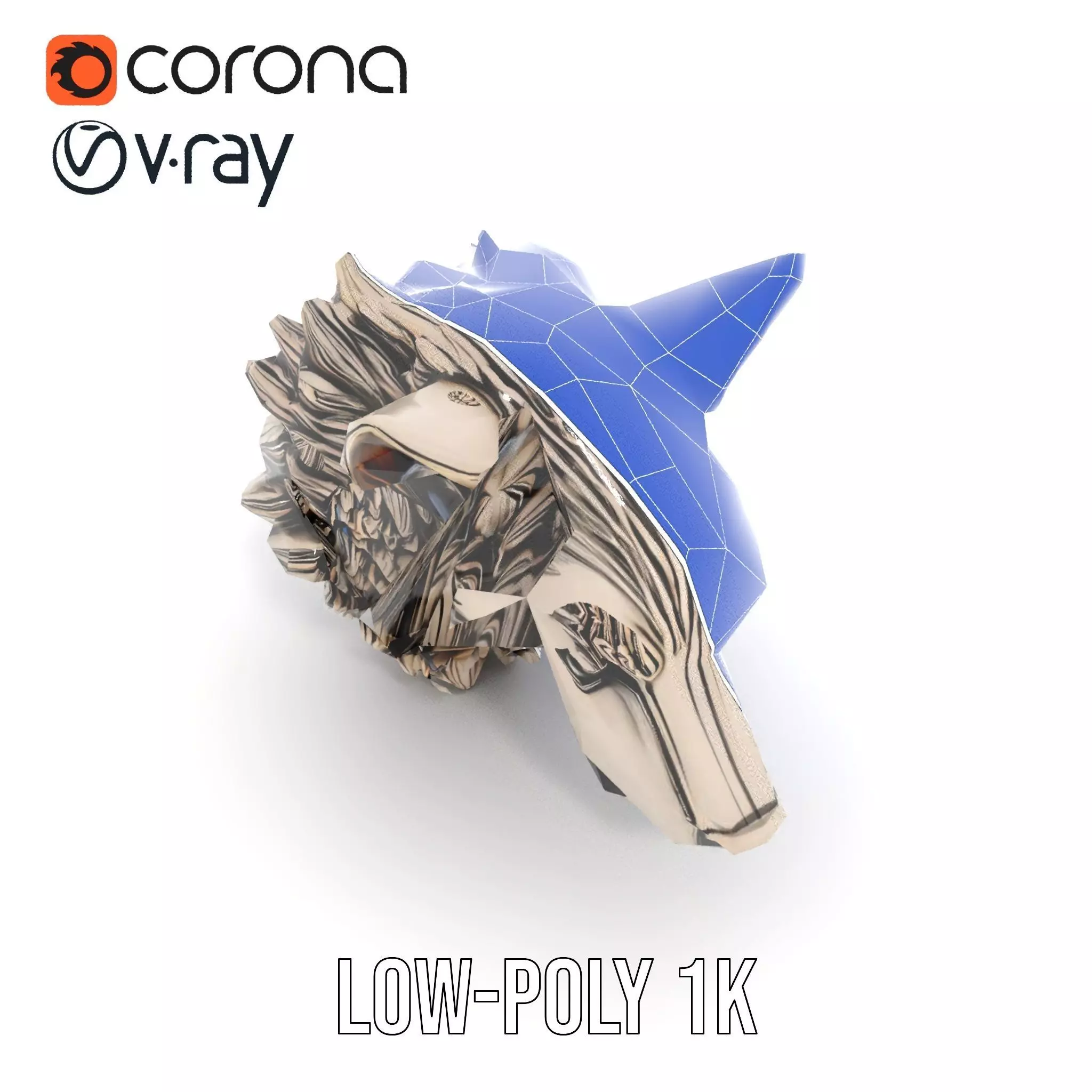 Majestic Wolf Head Bronze model pack Low-poly 3D model_24