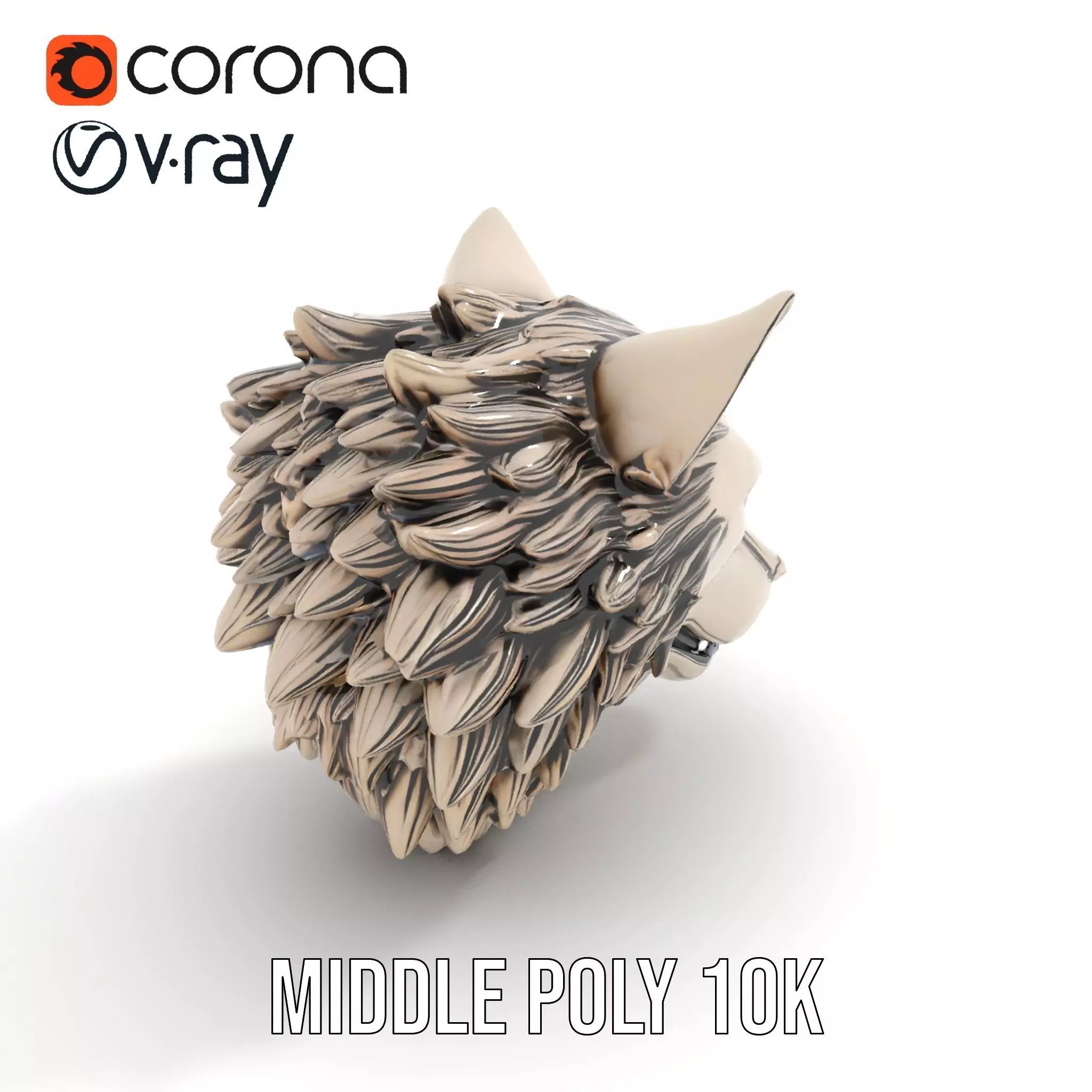 Majestic Wolf Head Bronze model pack Low-poly 3D model_16