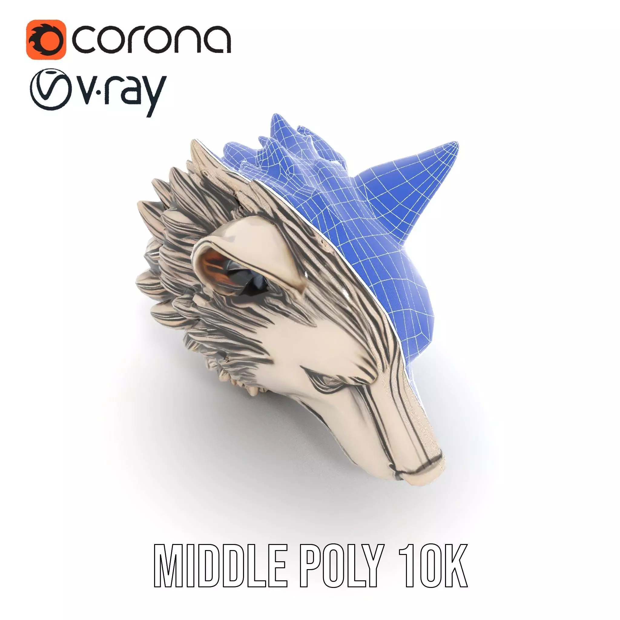 Majestic Wolf Head Bronze model pack Low-poly 3D model_26