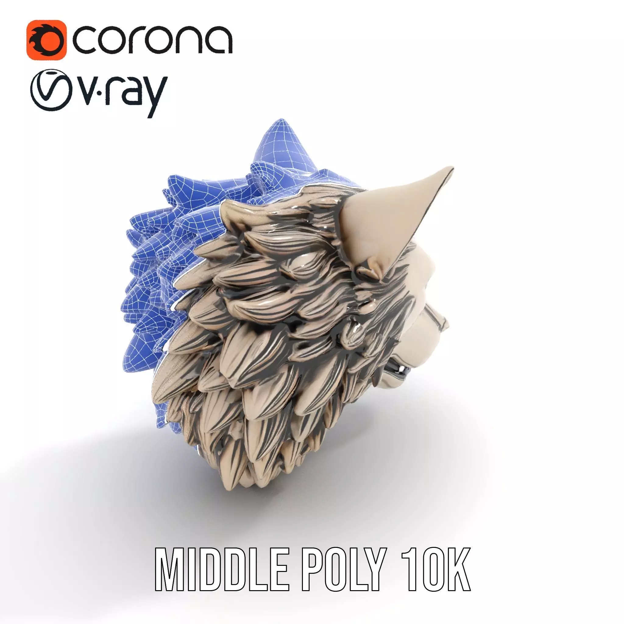 Majestic Wolf Head Bronze model pack Low-poly 3D model_23