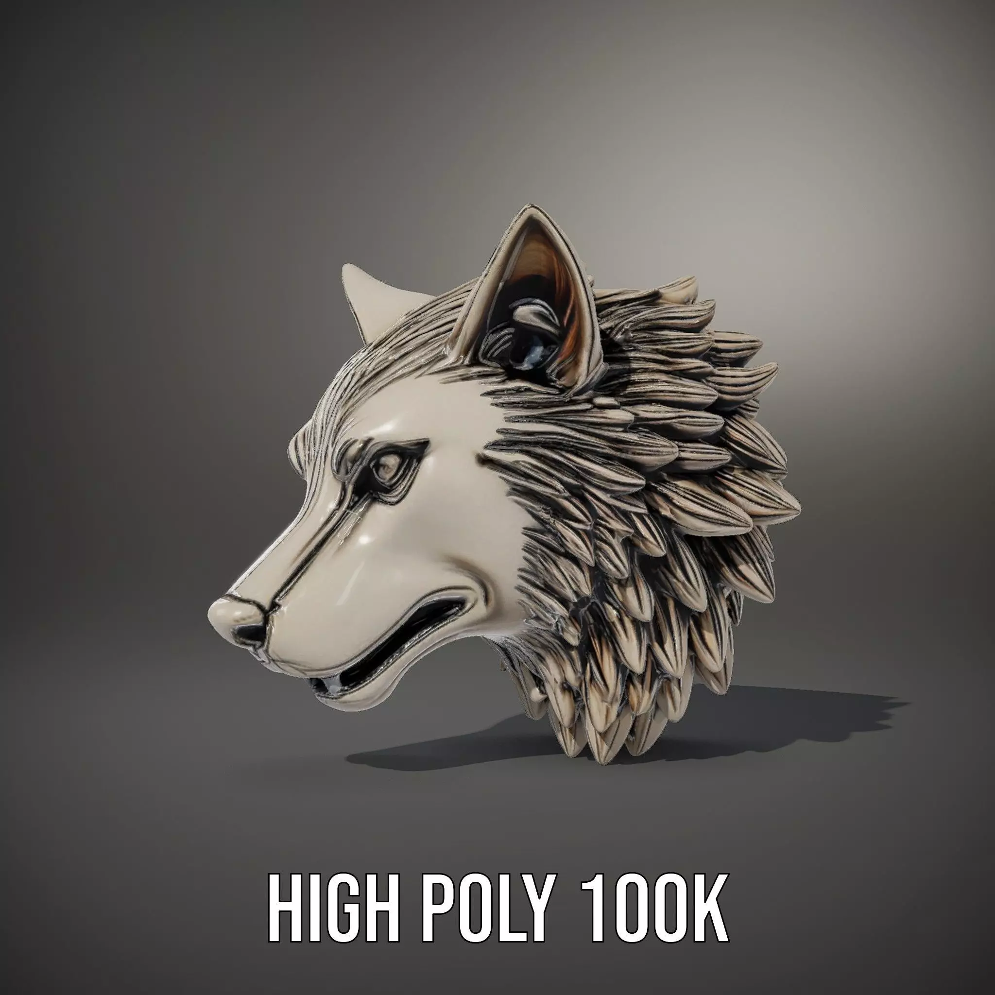Majestic Wolf Head Bronze model pack Low-poly 3D model_12