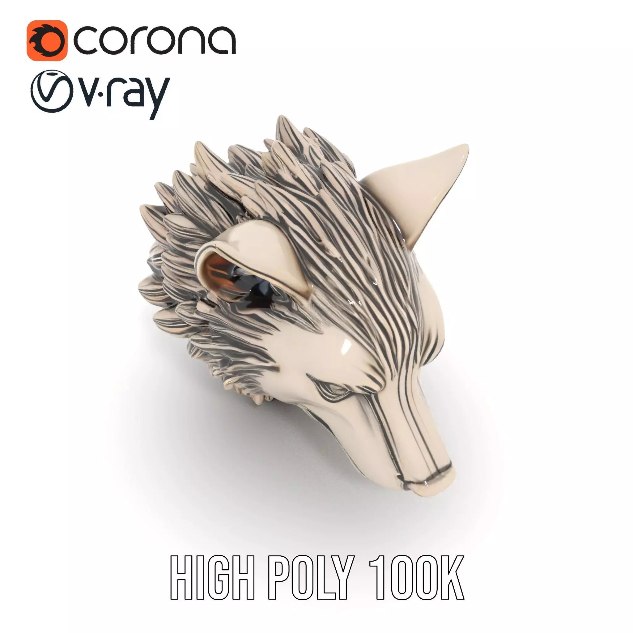 Majestic Wolf Head Bronze model pack Low-poly 3D model_9