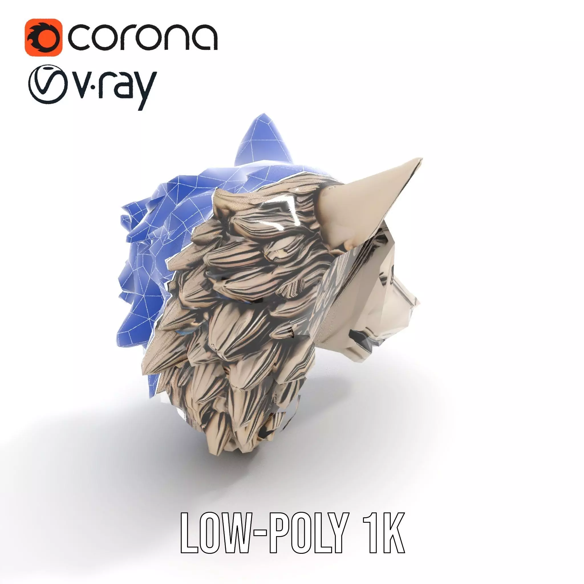 Majestic Wolf Head Bronze model pack Low-poly 3D model_8