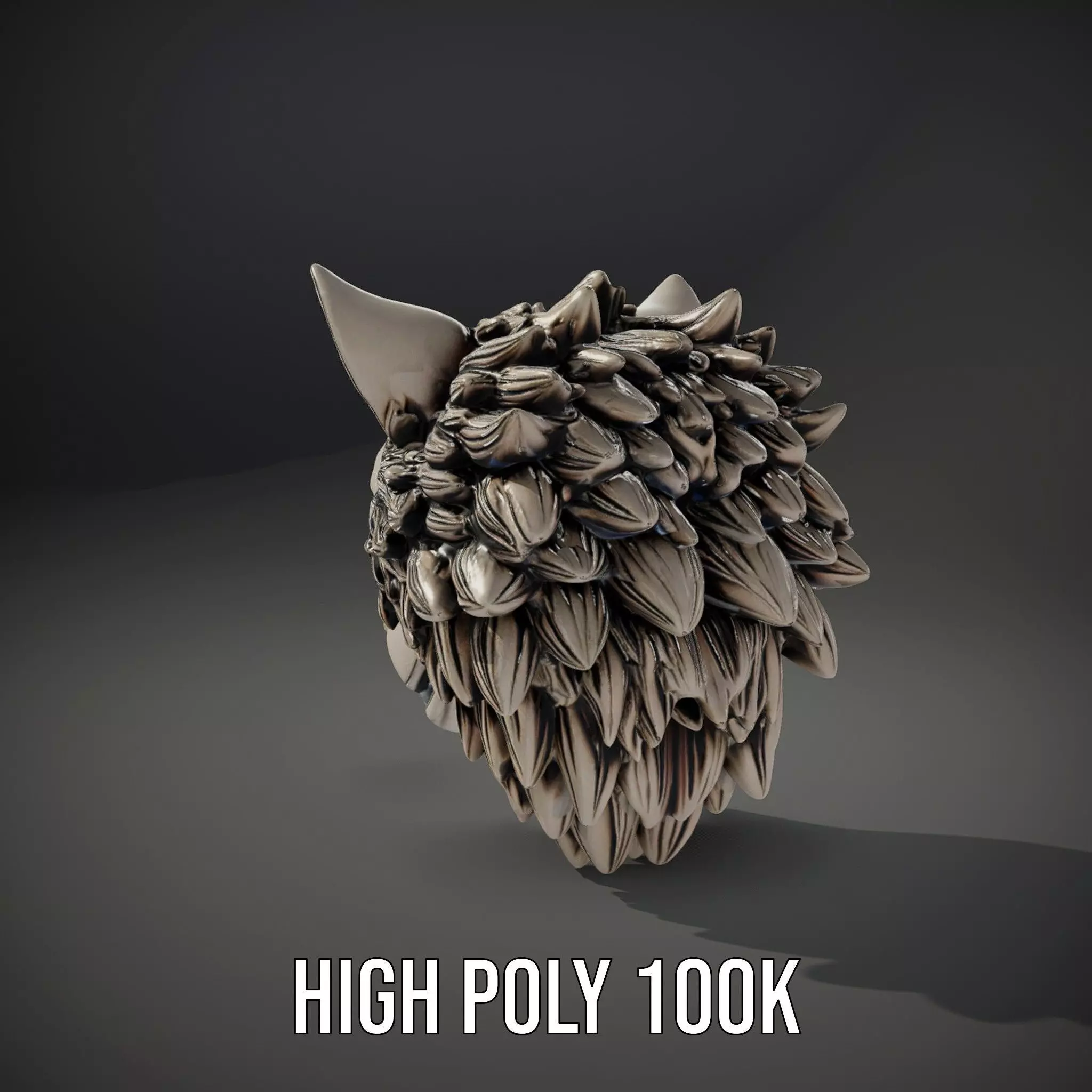 Majestic Wolf Head Bronze model pack Low-poly 3D model_18