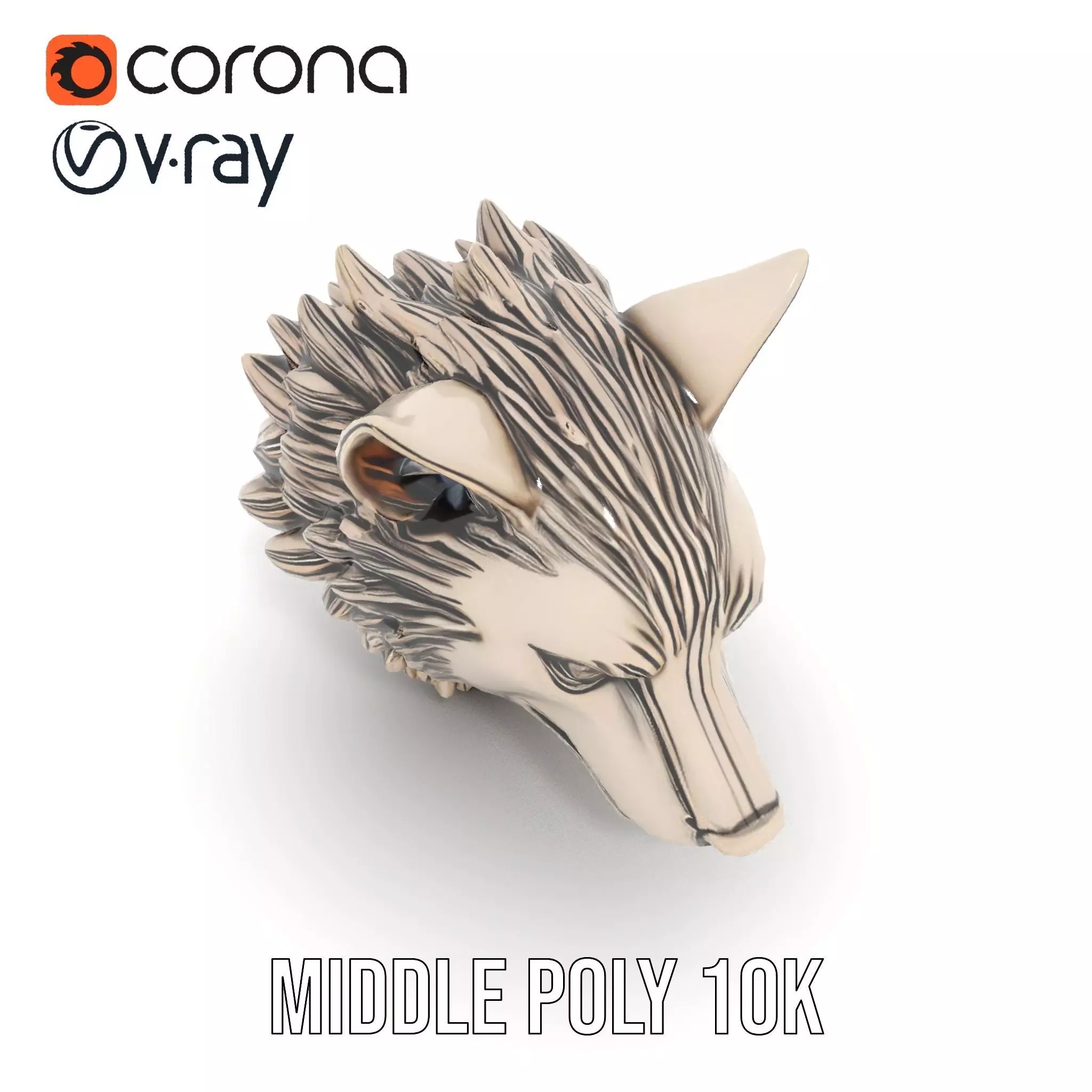 Majestic Wolf Head Bronze model pack Low-poly 3D model_5