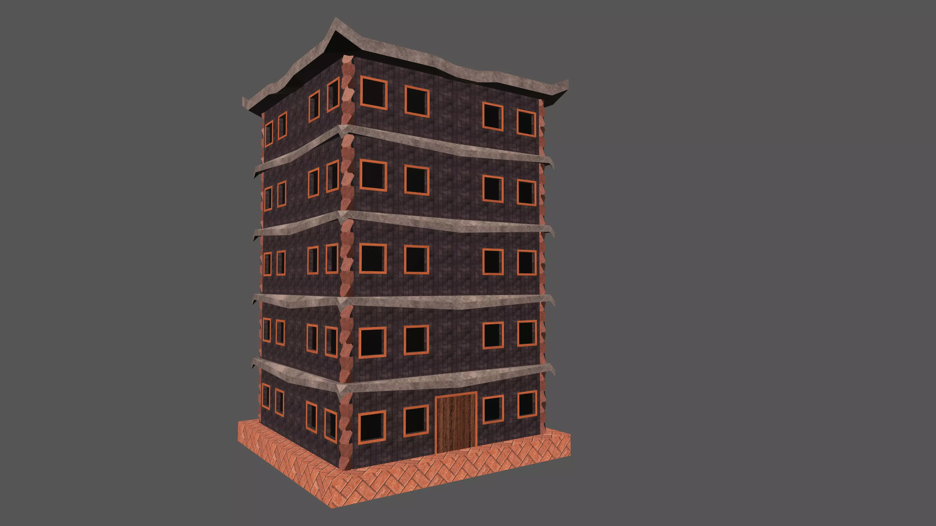 Low Poly Building Blender Model Low-poly 3D model_1