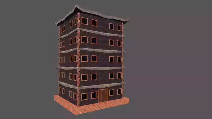 Low Poly Building Blender Model Low-poly 3D model