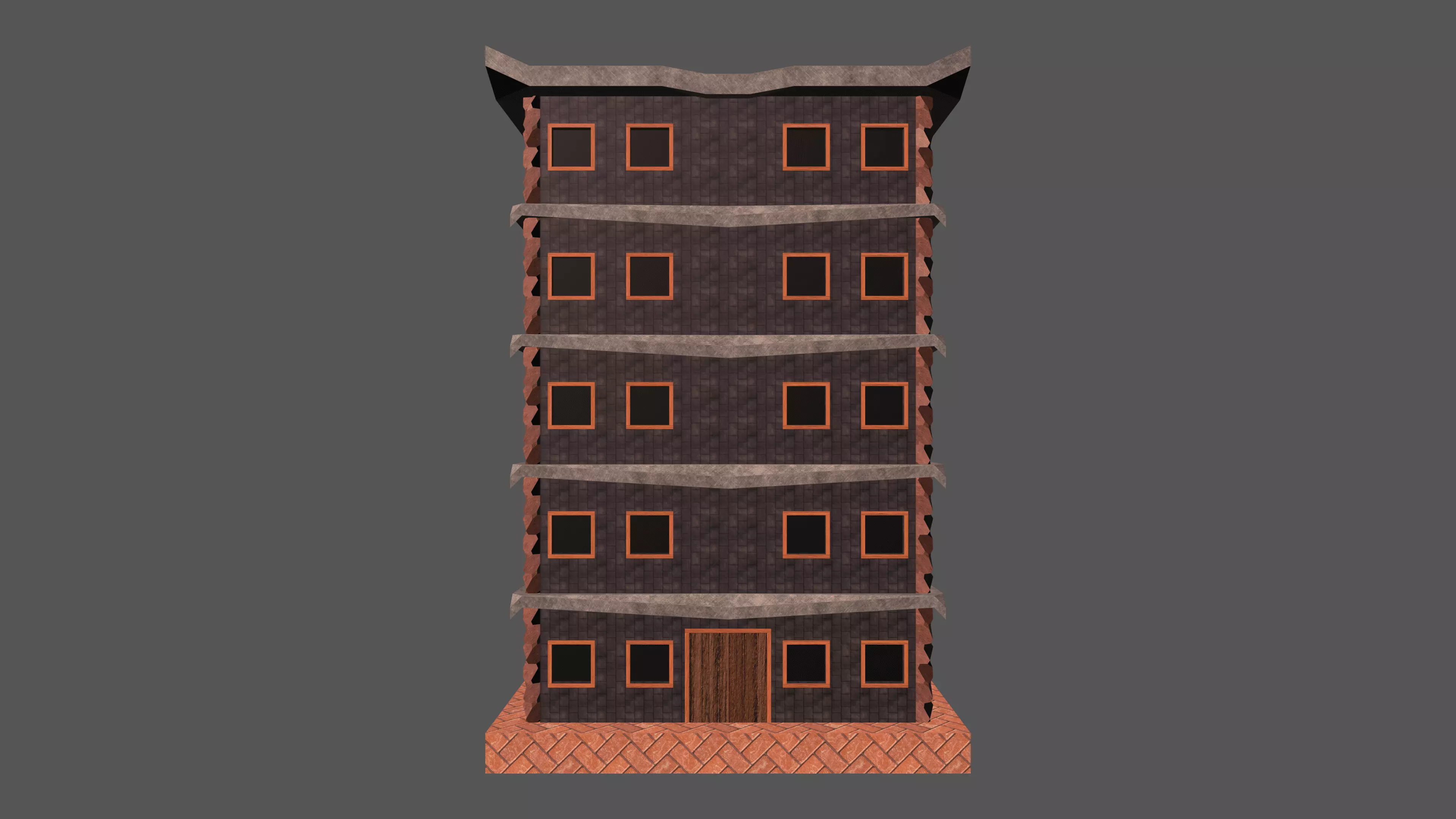 Low Poly Building Blender Model Low-poly 3D model_2
