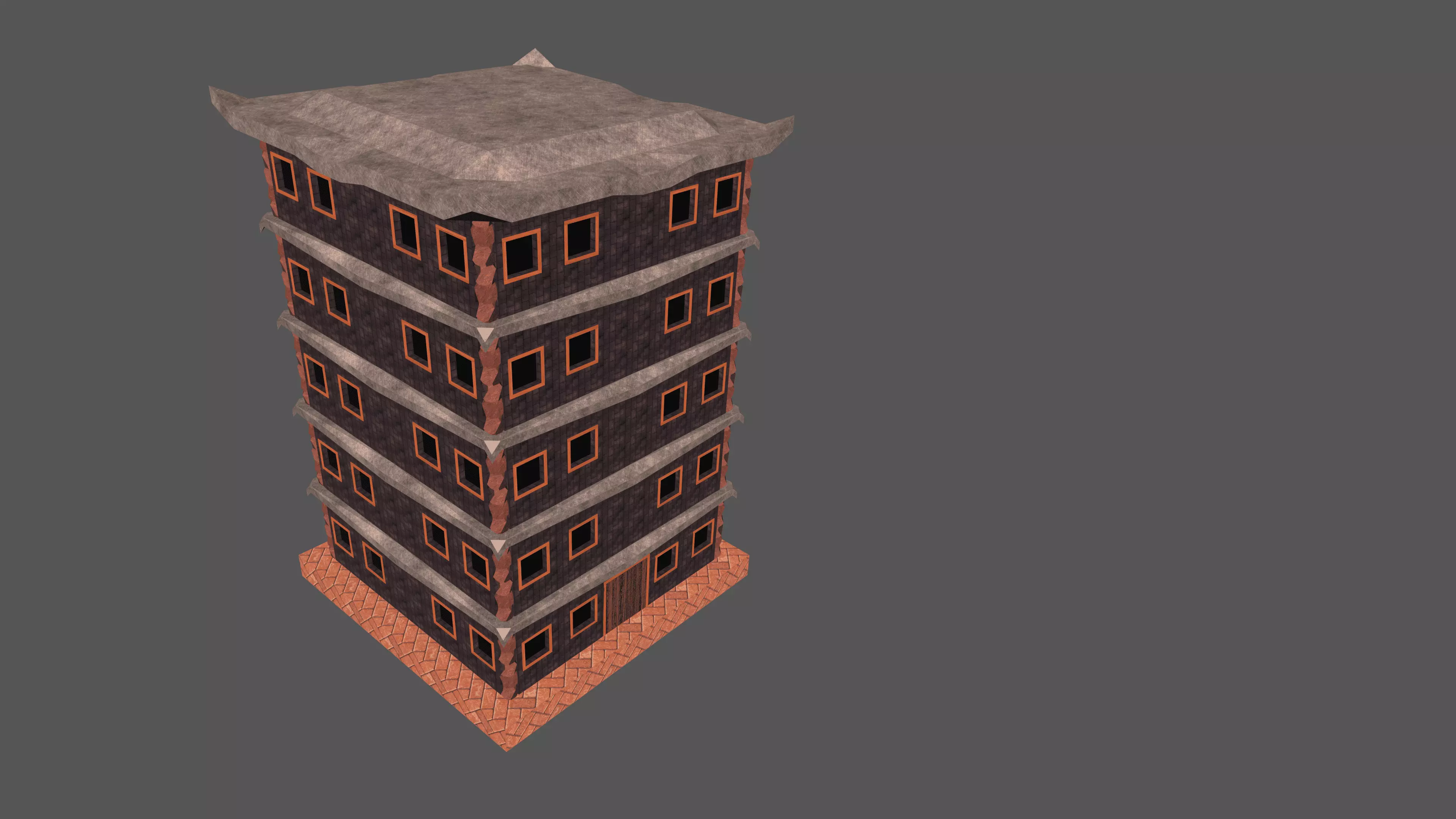 Low Poly Building Blender Model Low-poly 3D model_5