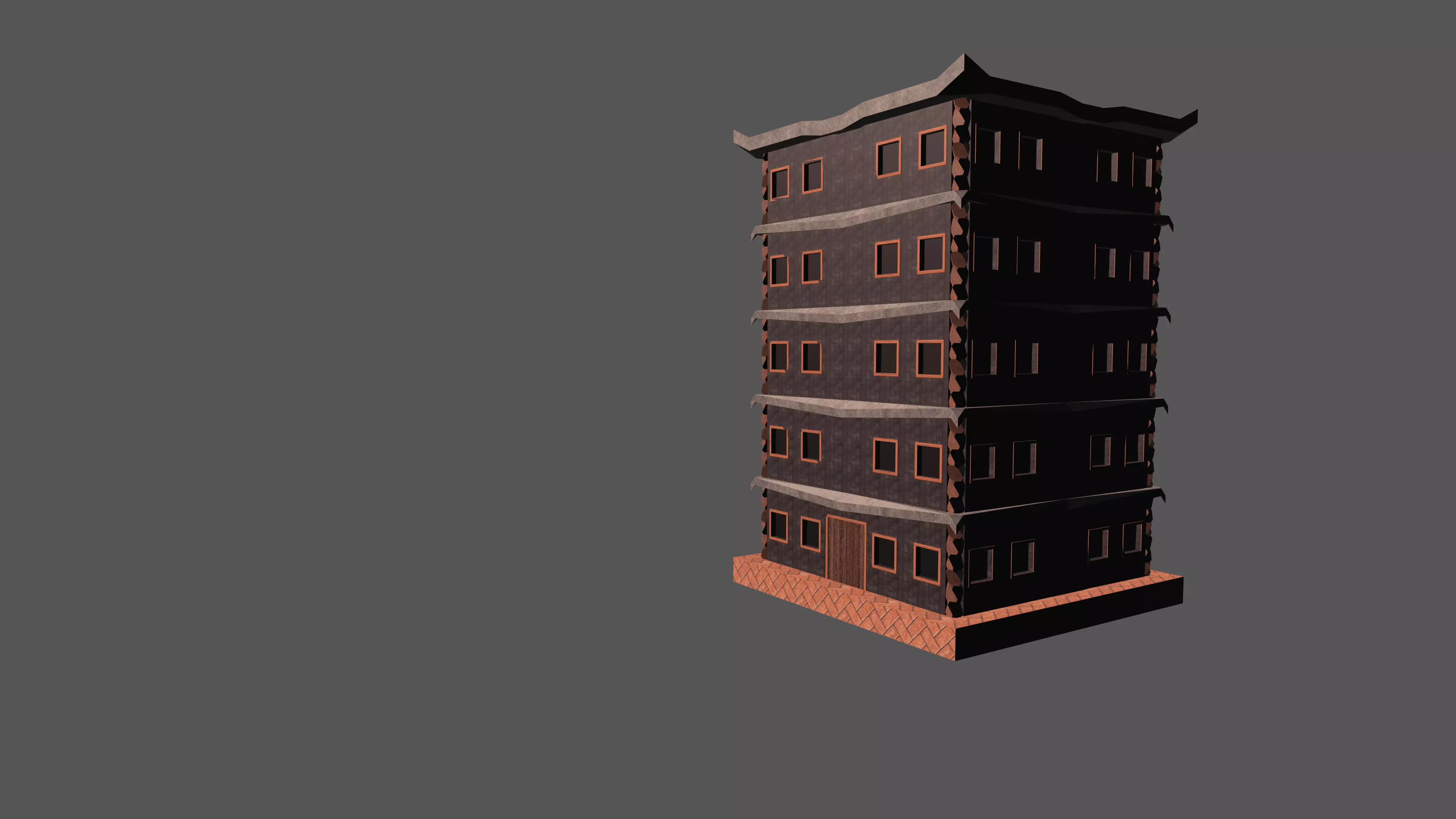 Low Poly Building Blender Model Low-poly 3D model_7