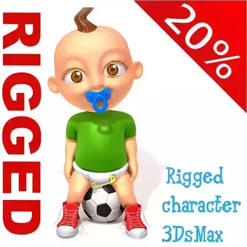 Football baby Cartoon Rigged  3D model