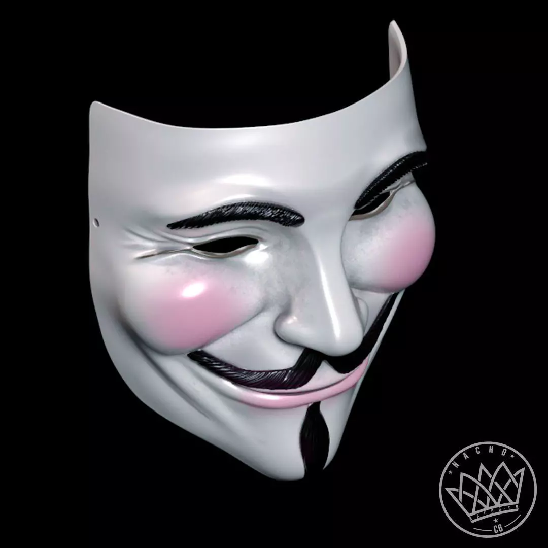 Fan Art - Guy Flawks Mask from V for Vendetta 3D print model_3