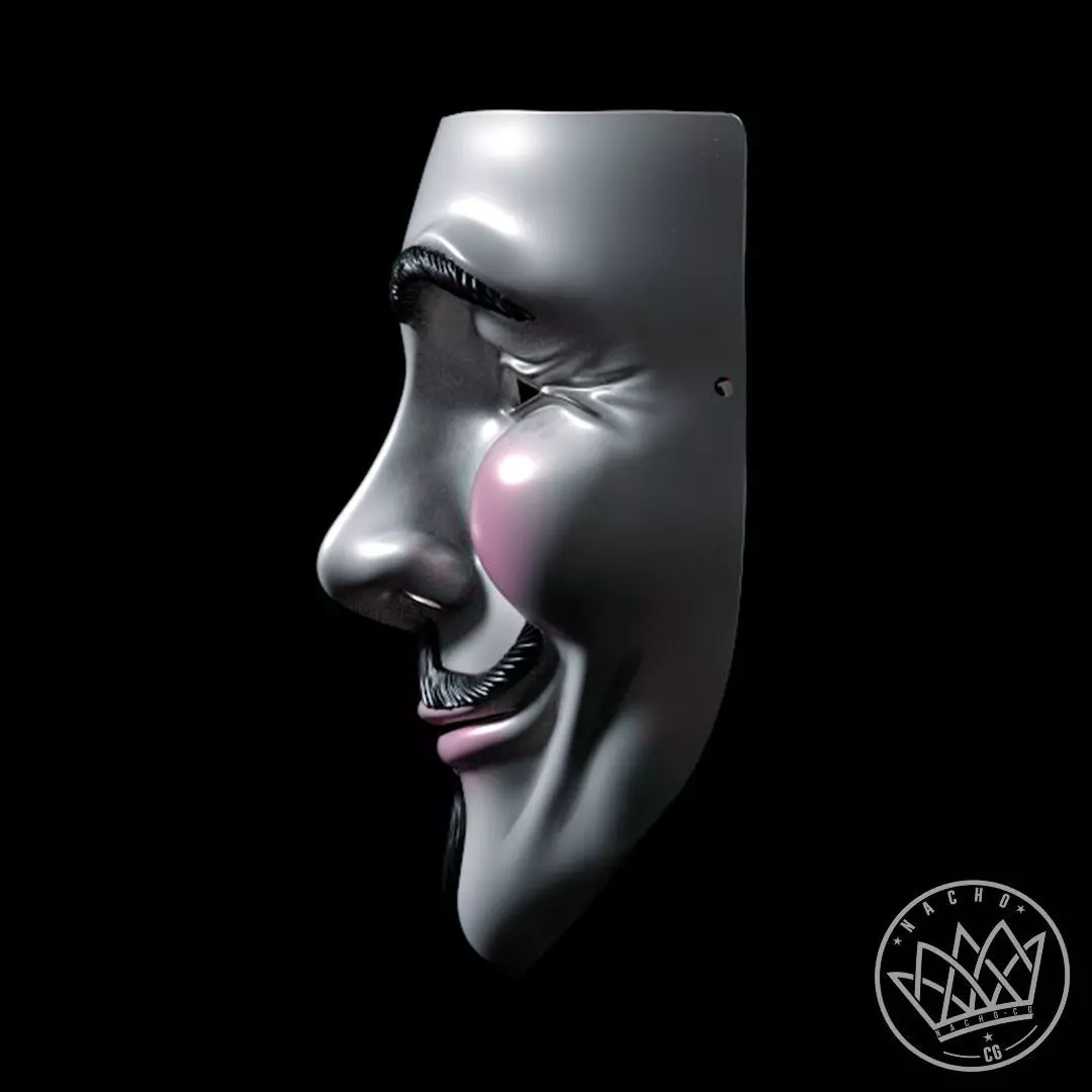 Fan Art - Guy Flawks Mask from V for Vendetta 3D print model_2