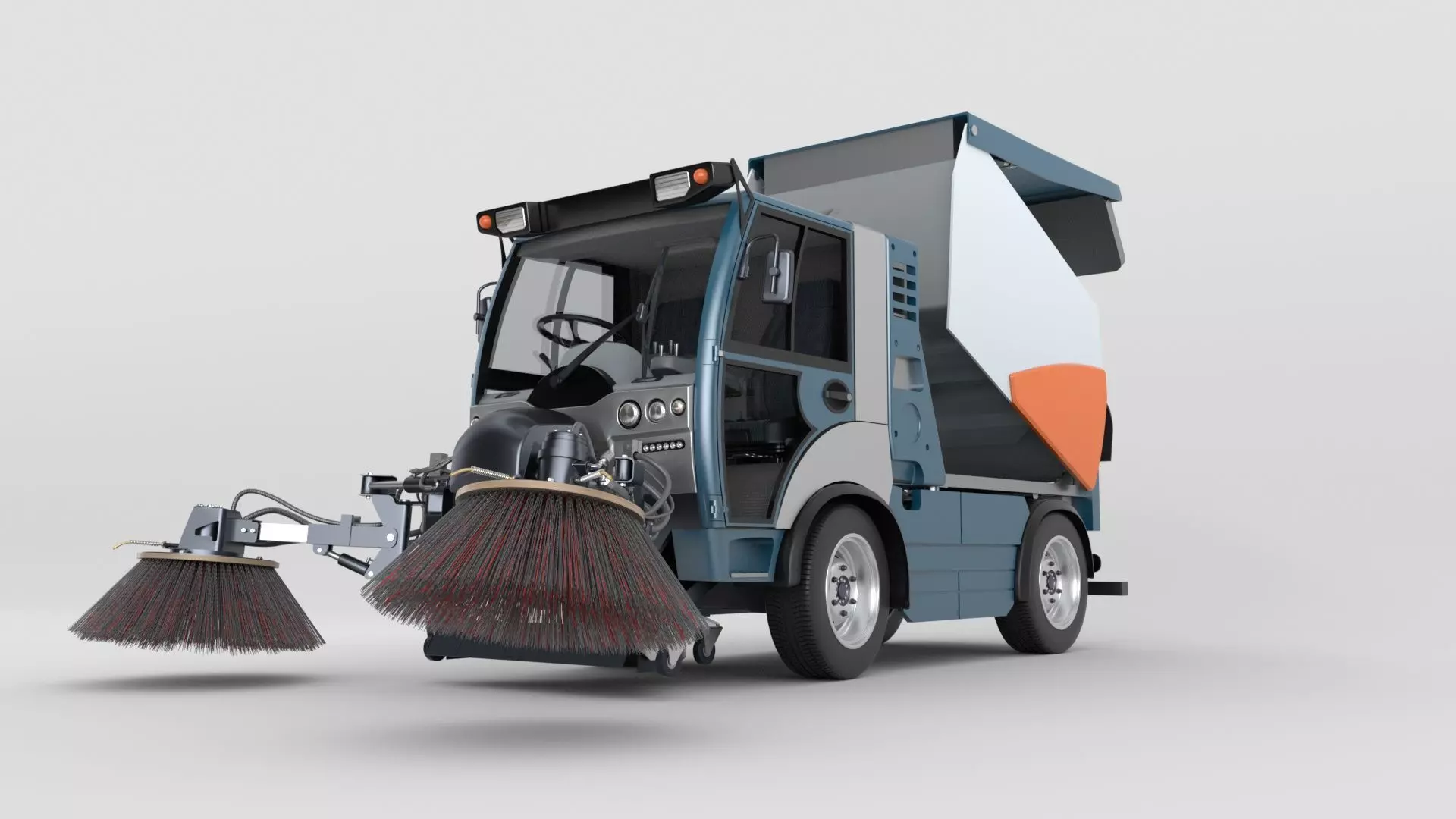 Street Sweeper Rigged and Animated 3D model_32